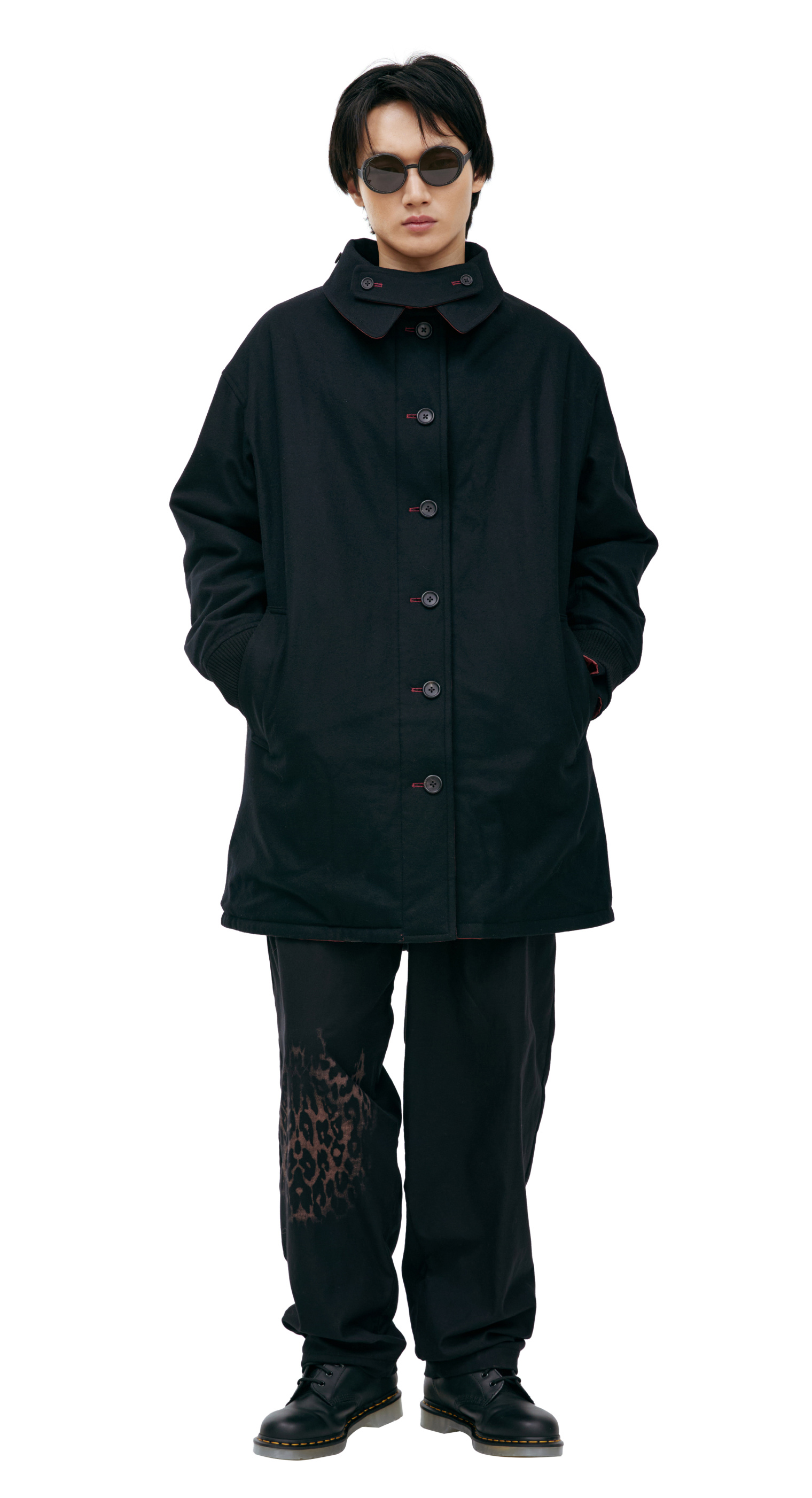Yohji Yamamoto Двустороннее пальто с принтом