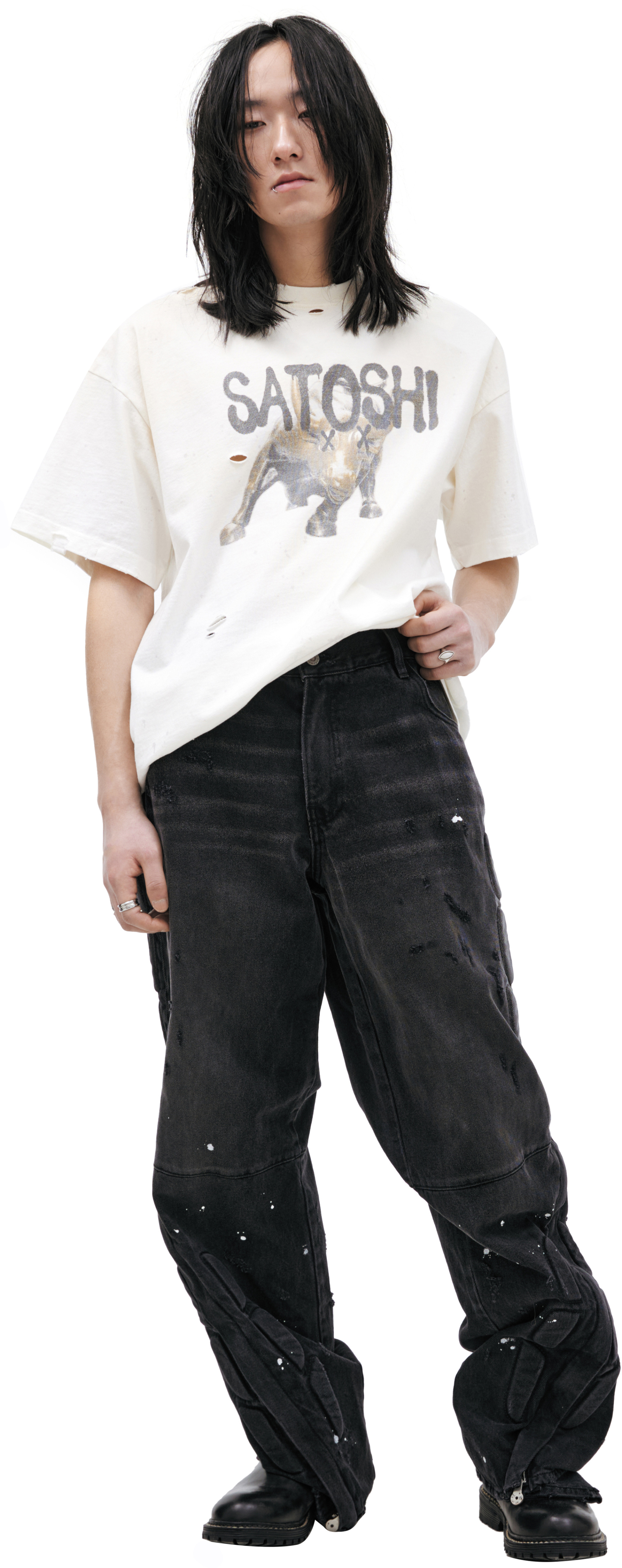 Satoshi Nakamoto Джинсы с эффектом краски