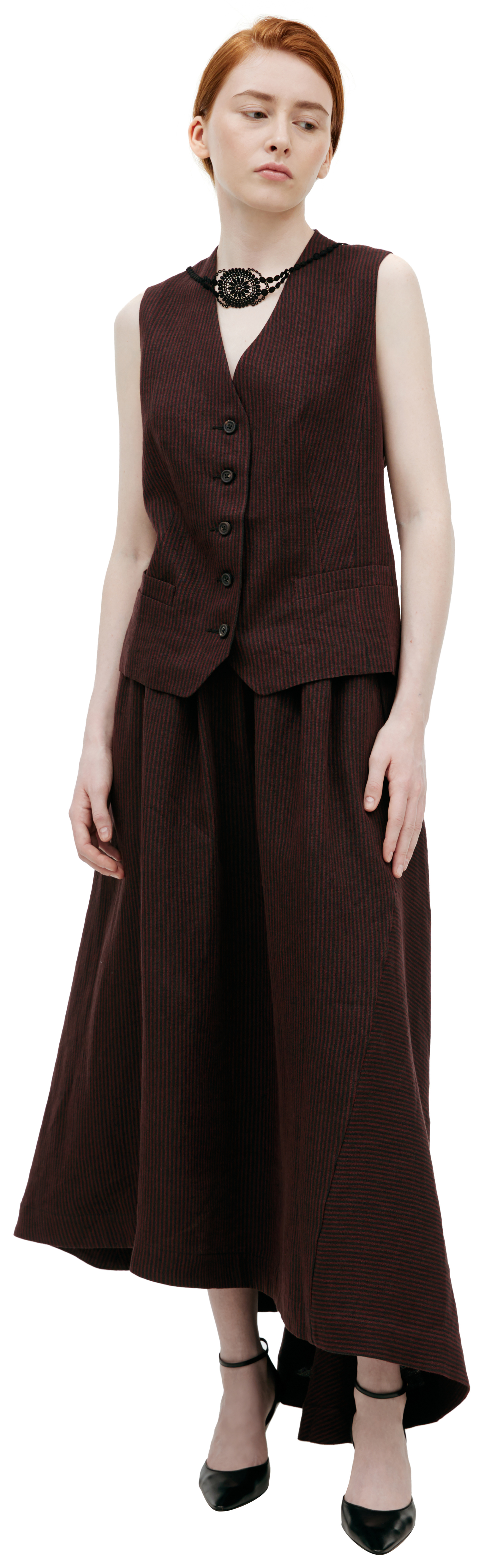 Ziggy Chen Однобортный жилет в полоску