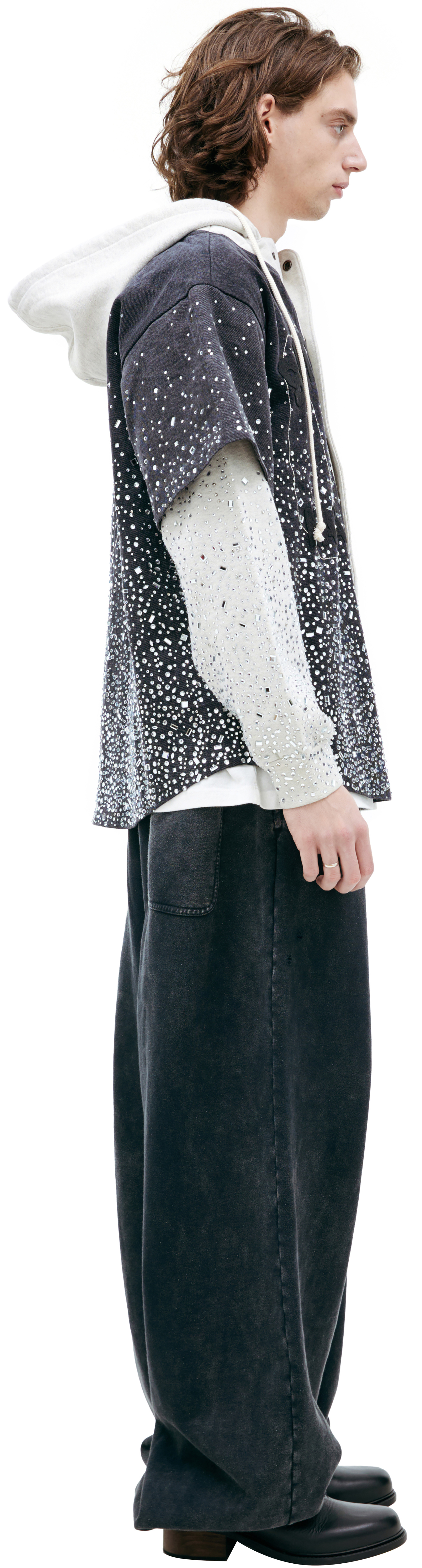 Satoshi Nakamoto Джинсовое худи со стразами