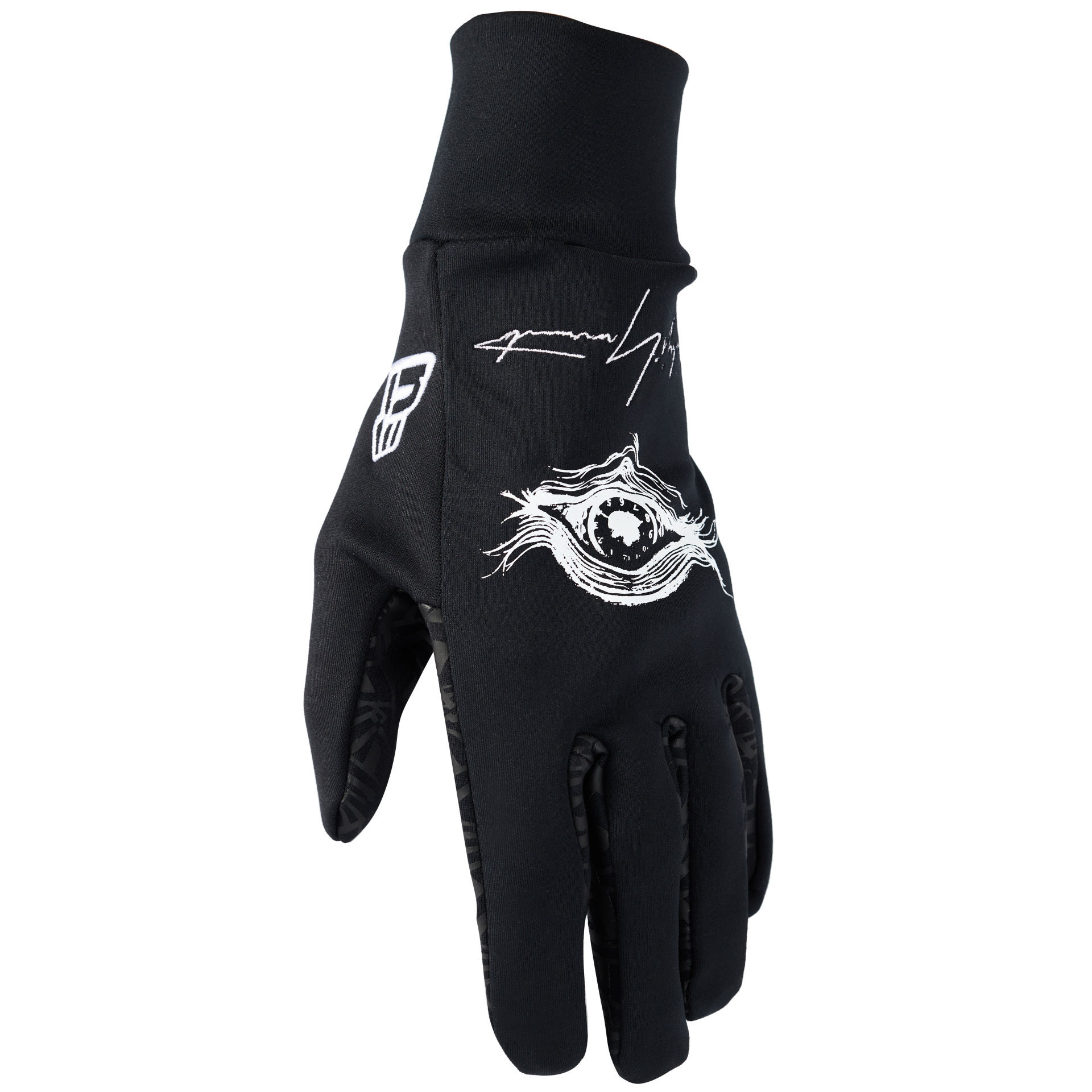 Yohji Yamamoto Черные перчатки с принтом