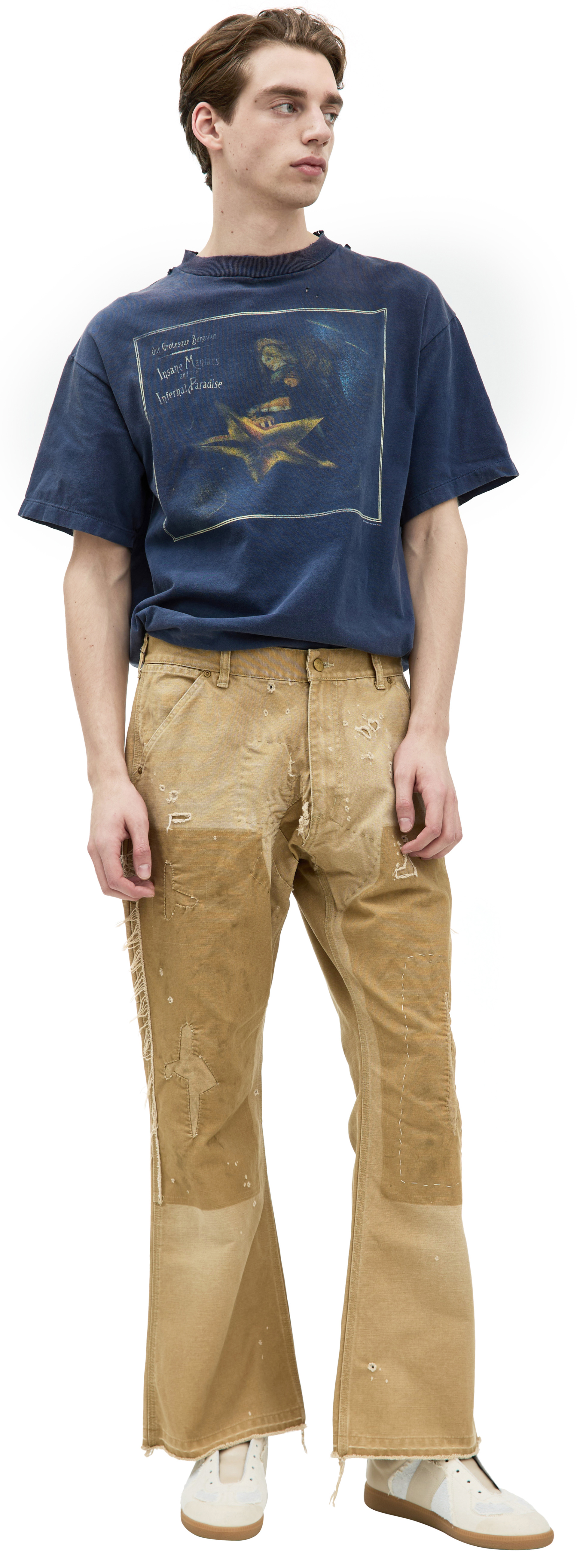 Saint Mxxxxxx Бежевые джинсы клеш из хлопка