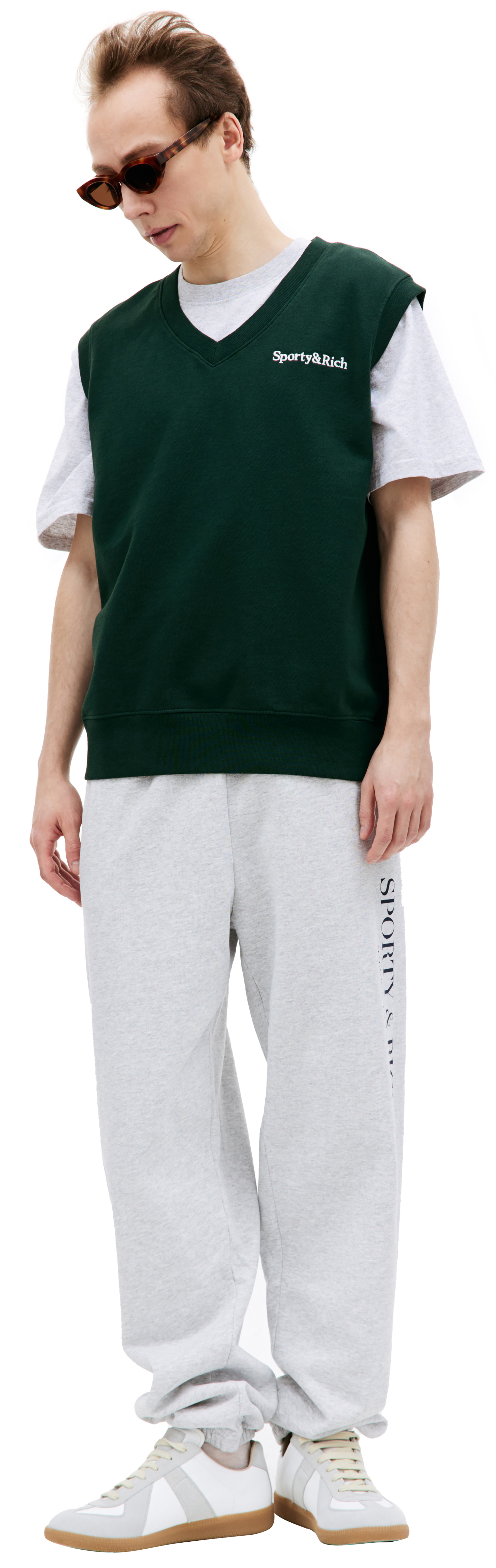 SPORTY & RICH Жилет с V-вырезом и вышивкой логотипа