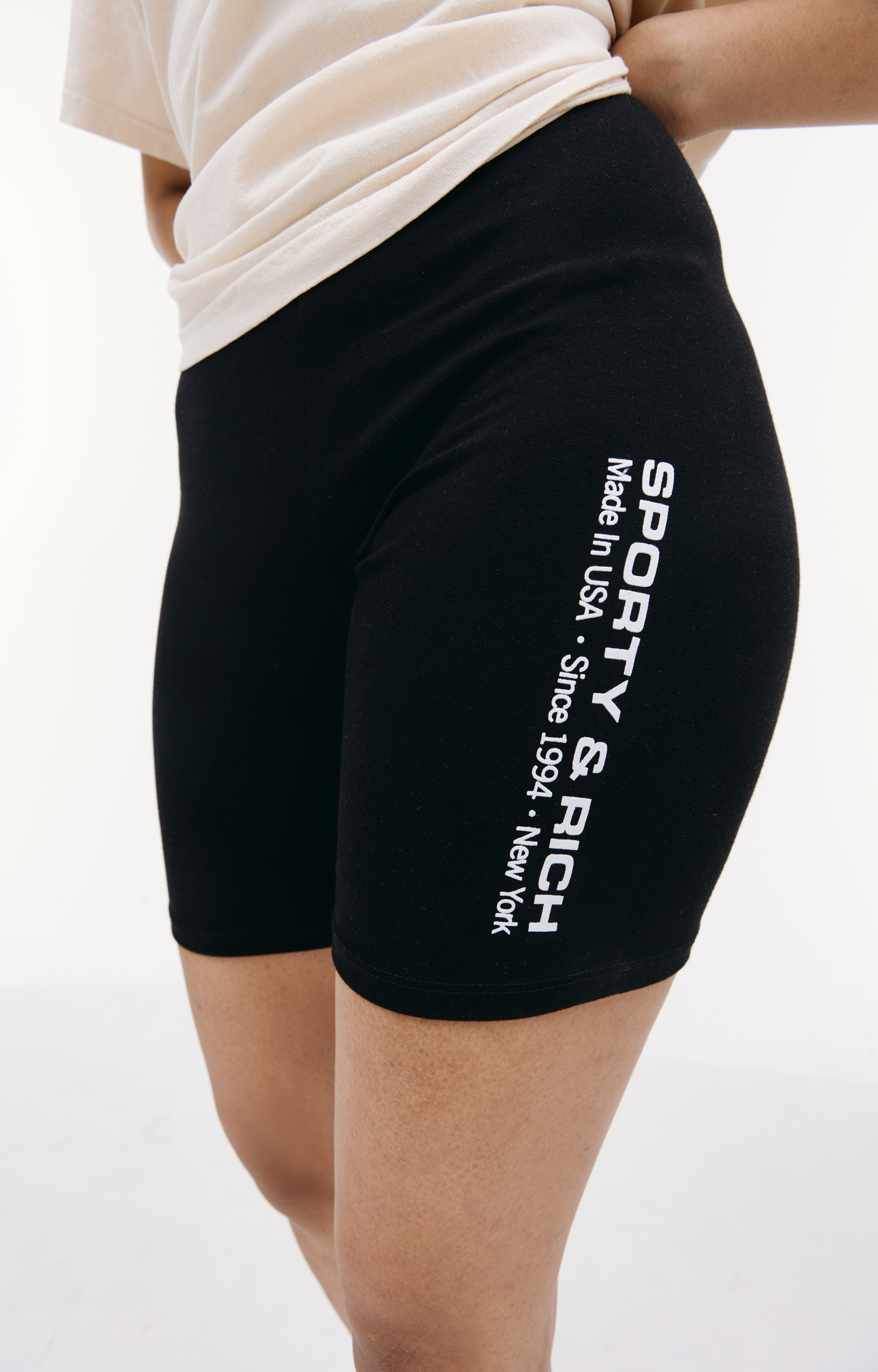 SPORTY & RICH Черные велосипедки с логотипом