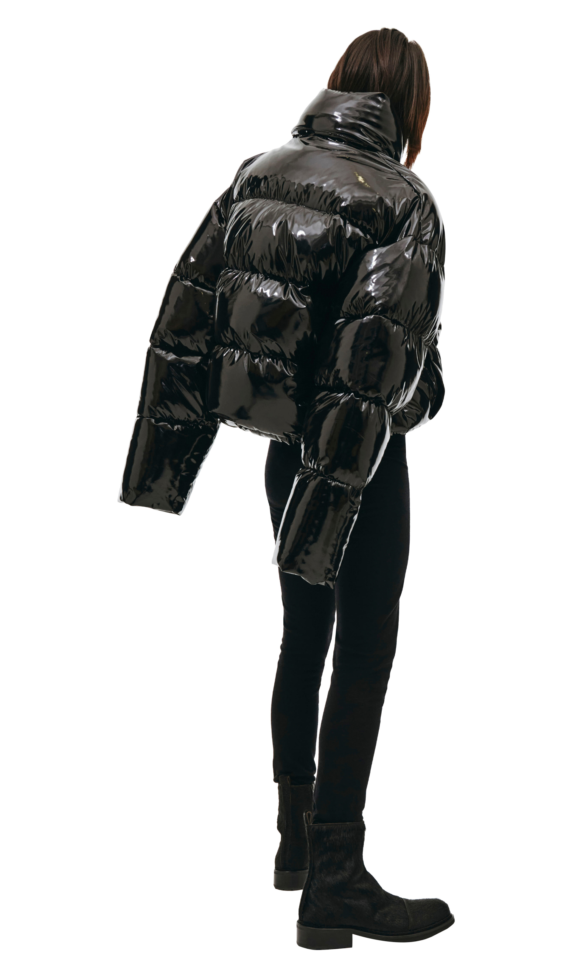 Balenciaga Укороченный лакированный пуховик