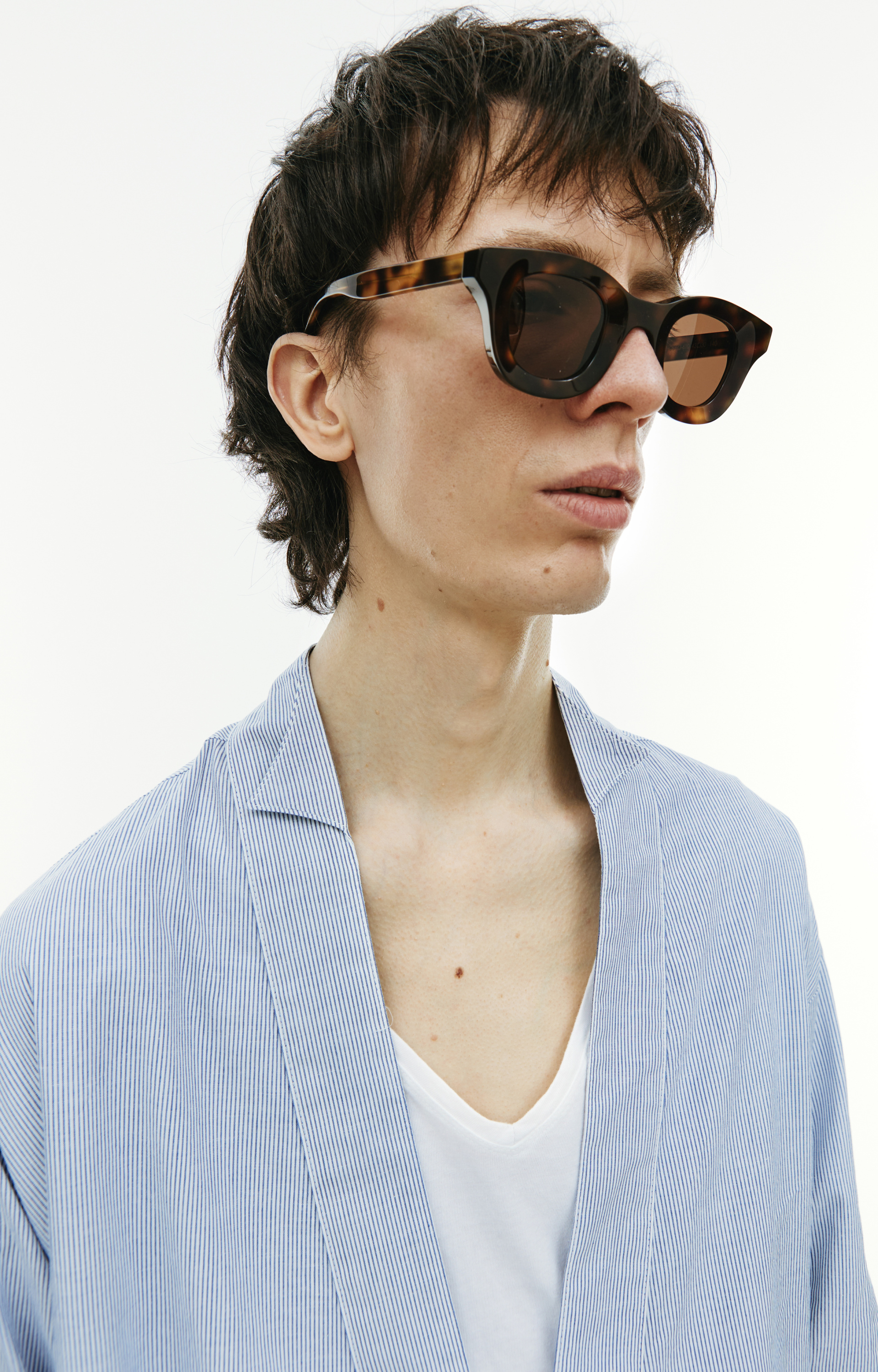 Greg Lauren Голубая рубашка в полоску