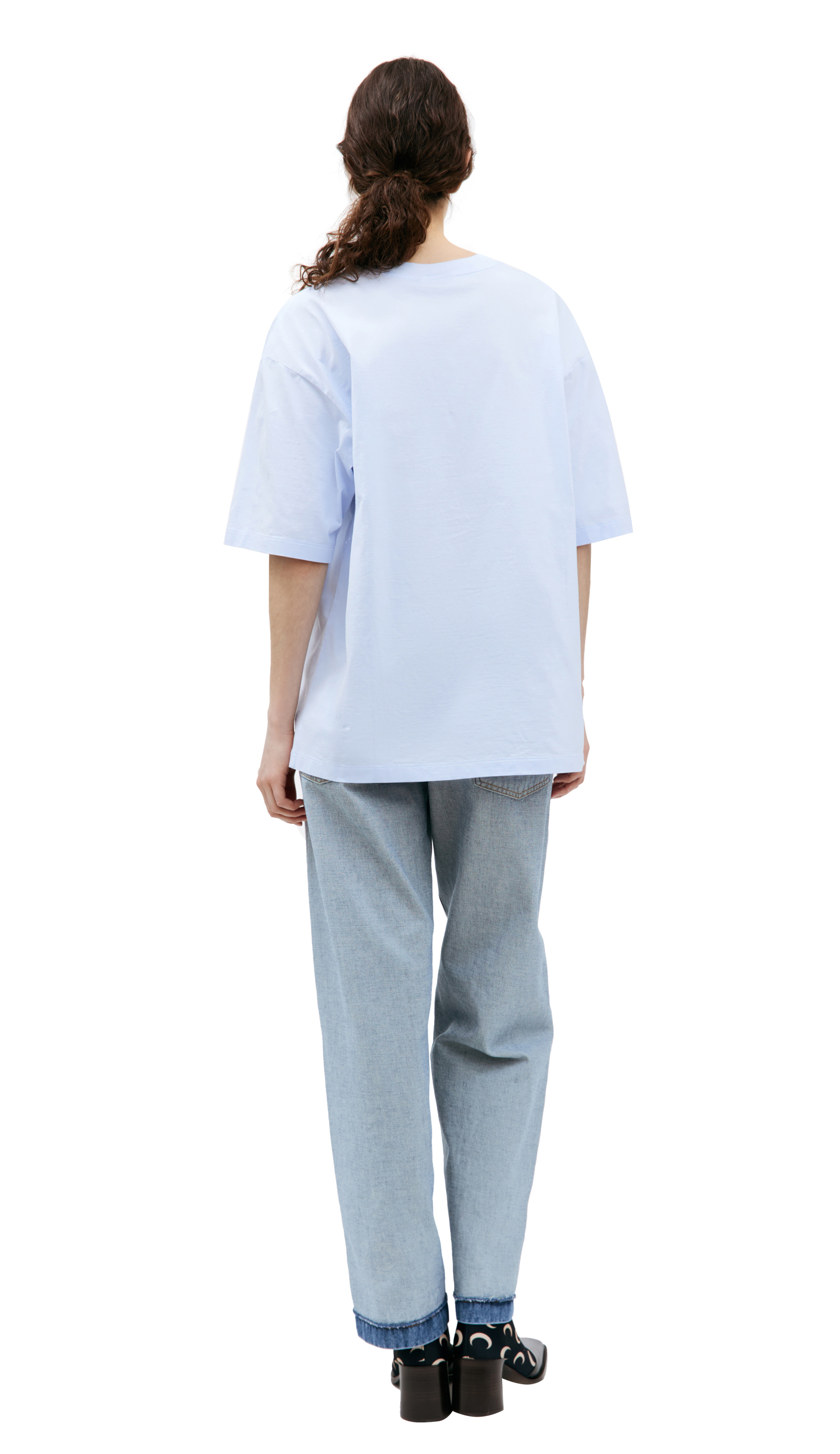 Marni Голубая футболка с принтом