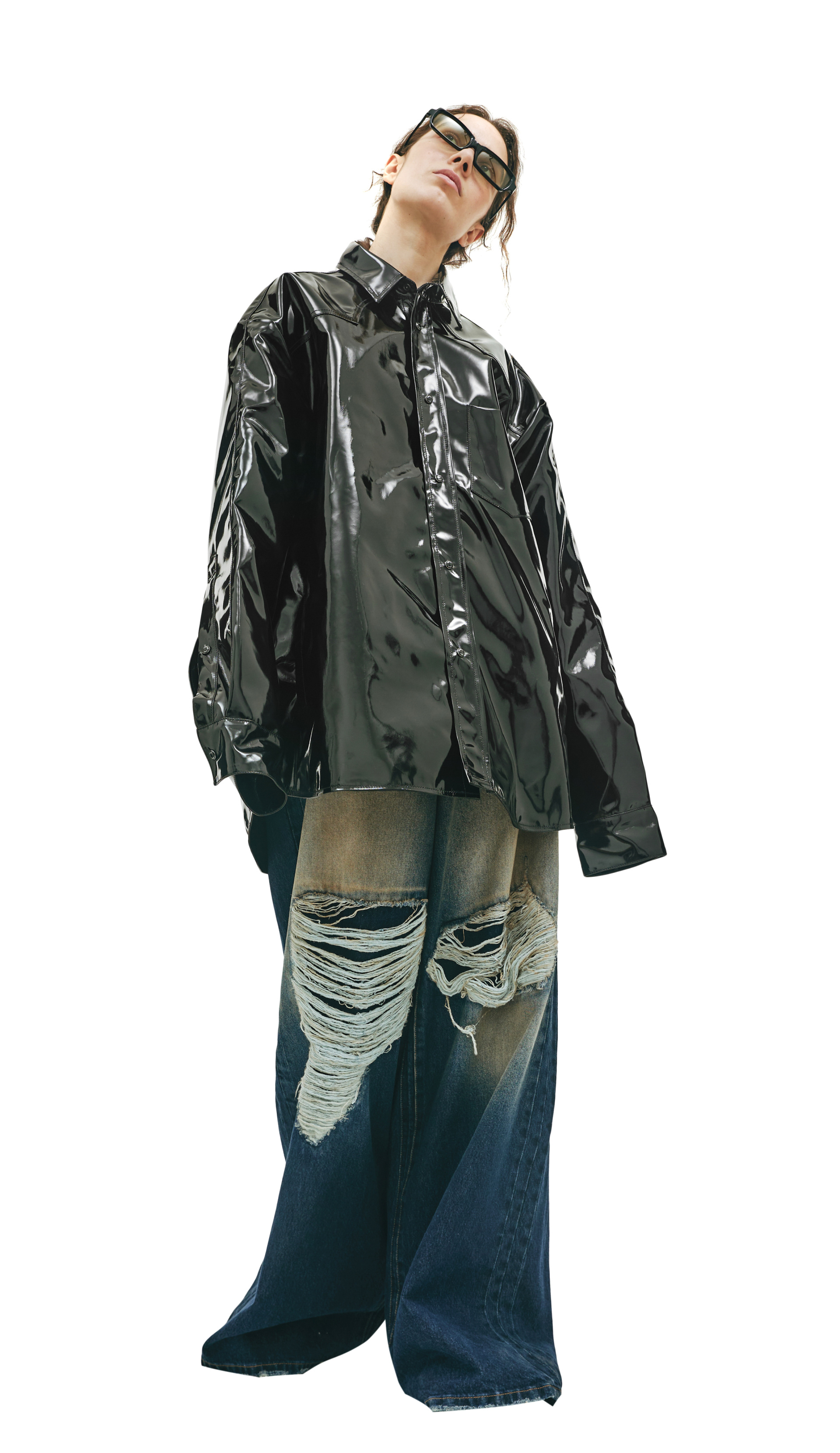 VETEMENTS Лакированная рубашка на кнопках