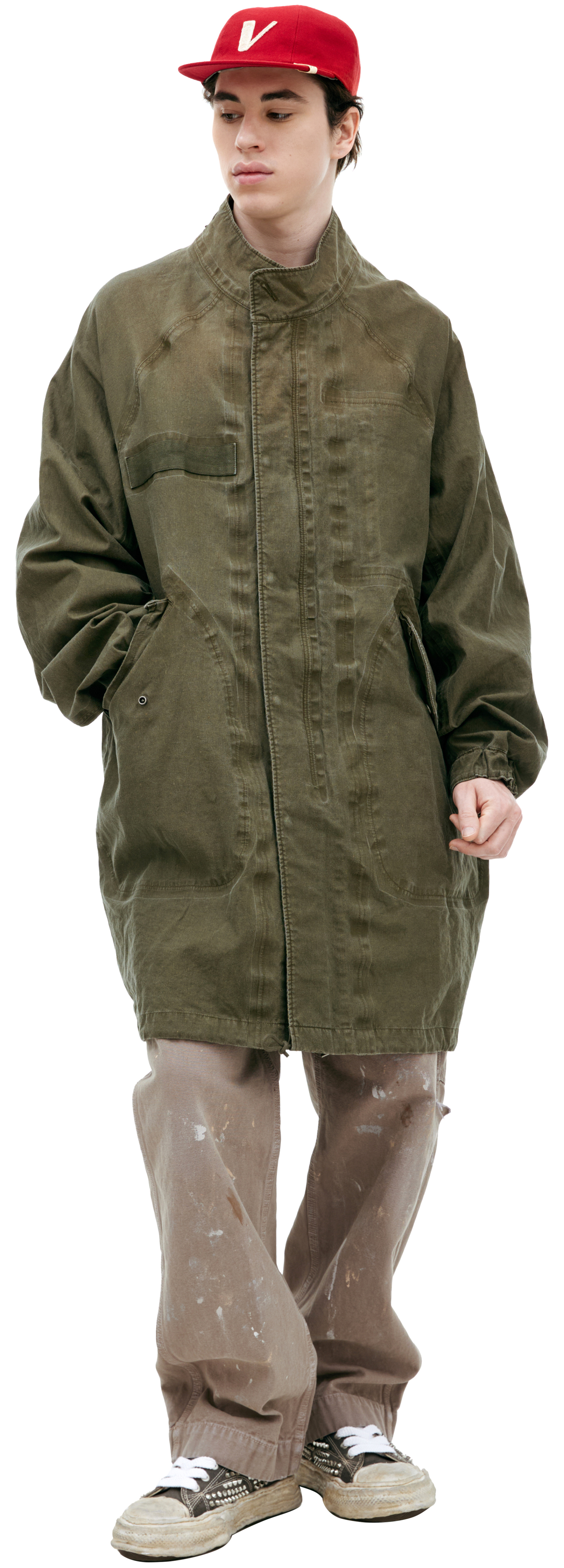 visvim Khaki parka with zipper