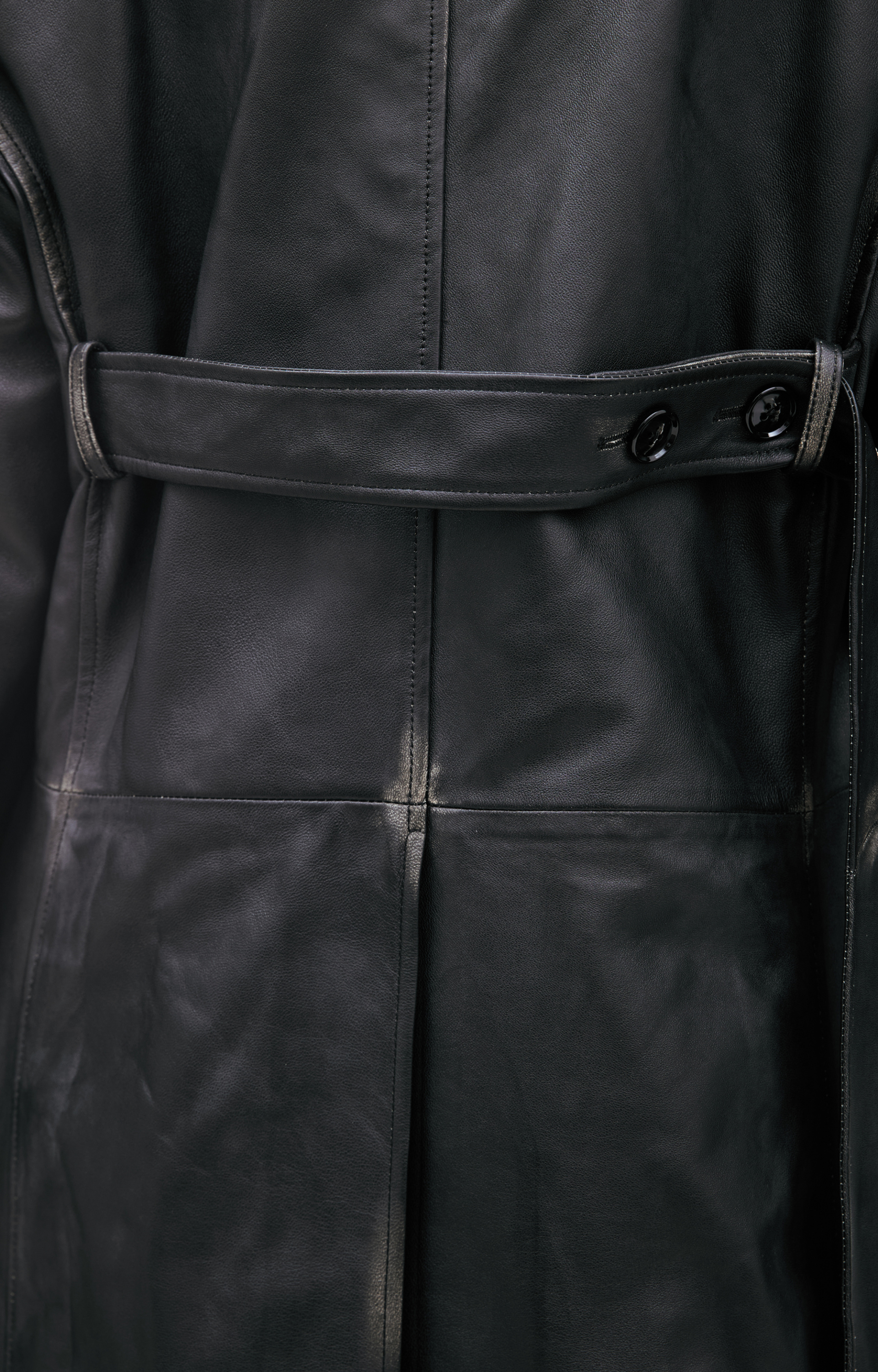 Ann Demeulemeester Пальто-B0013972-LT192-D0093 AILO, кожаное, удлиненное, с поясом, черное с потертостями