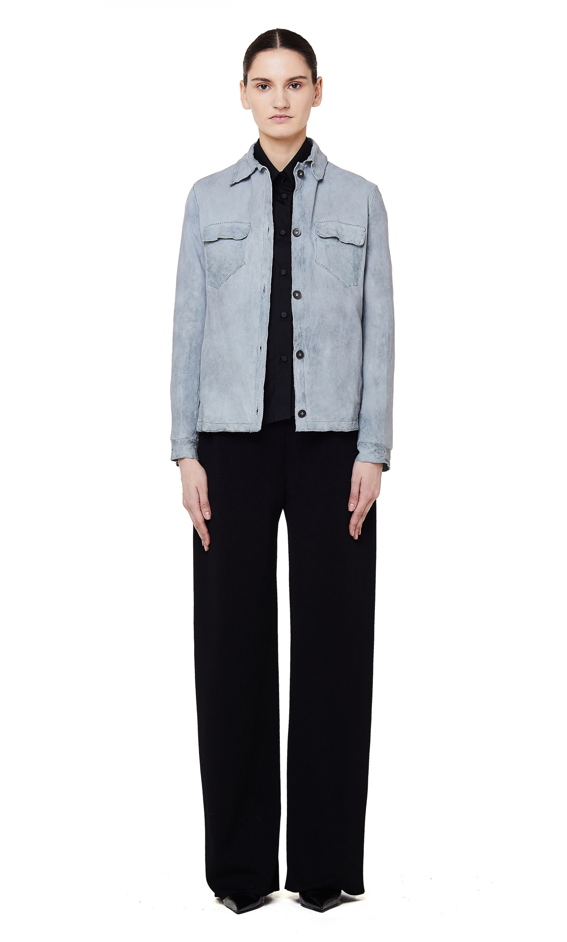 Salvatore Santoro Светло-голубая кожаная куртка