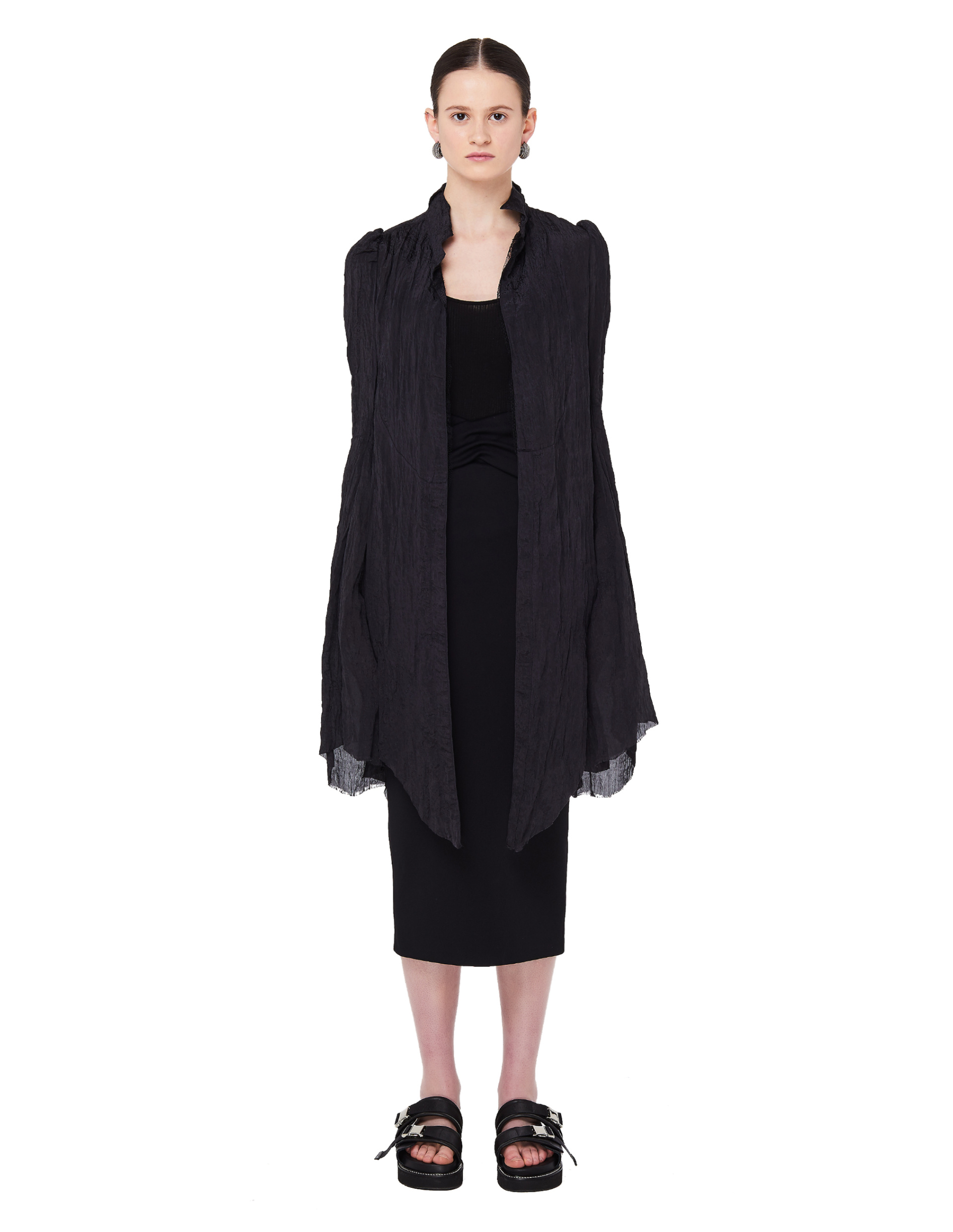 If Six Was Nine Черная блузка Seraphim из жатой ткани