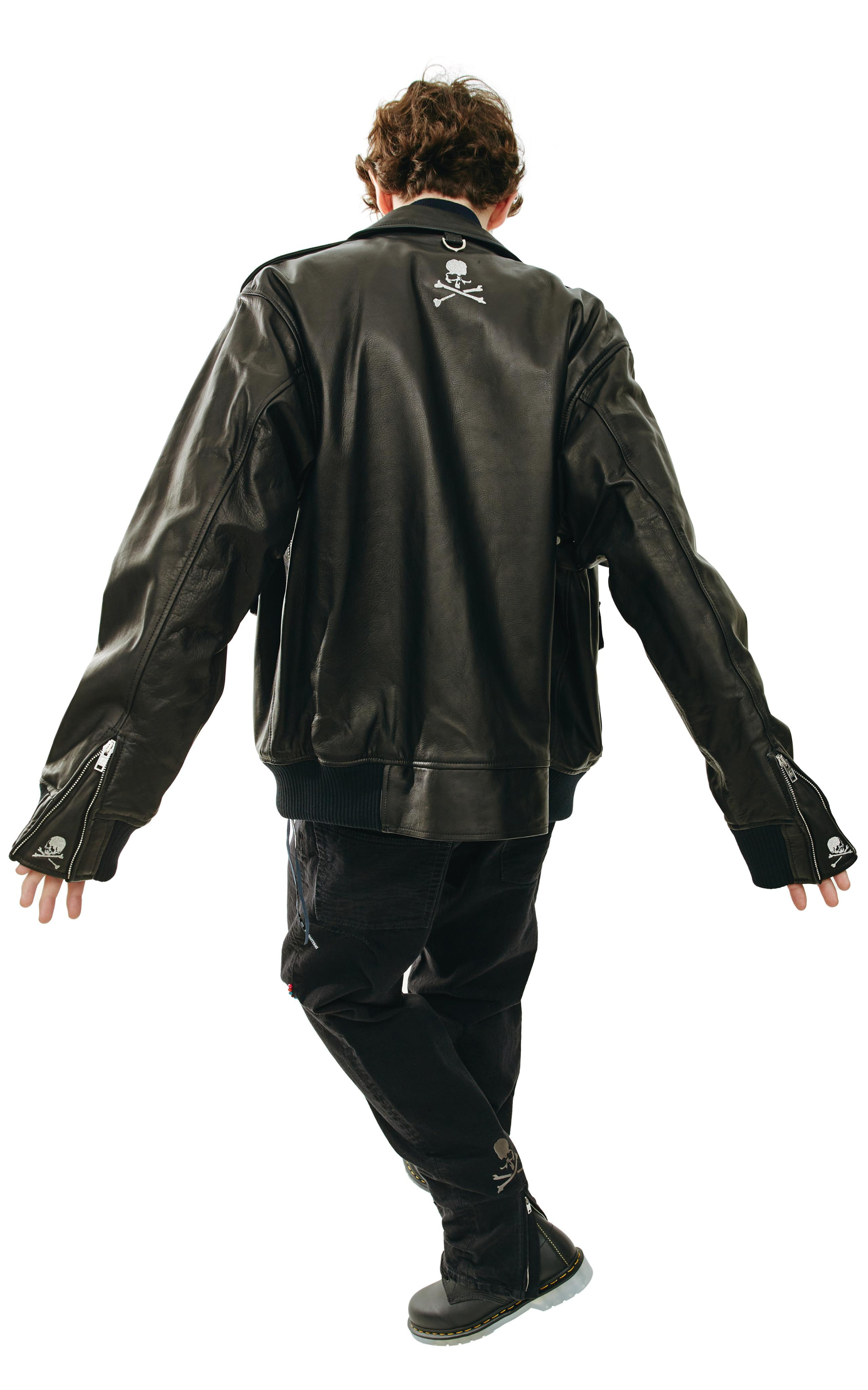 Mastermind WORLD Кожаная куртка с накладными карманами