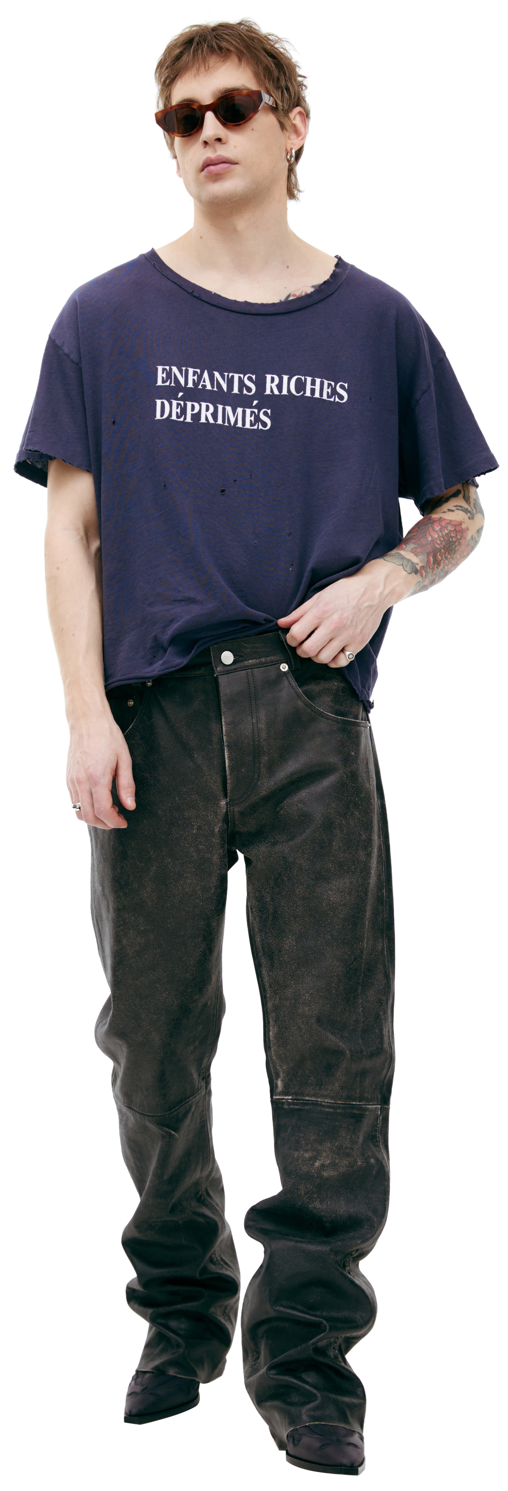 Enfants Riches Déprimés Кожаные брюки с прострочкой