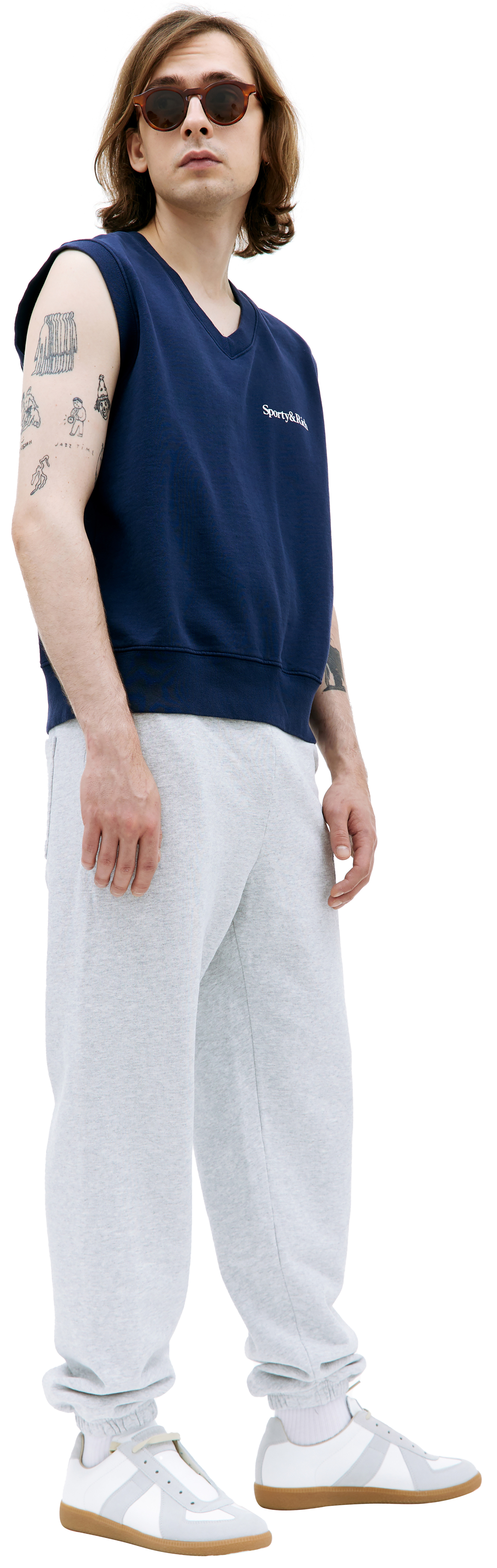 SPORTY & RICH Синий жилет с логотипом