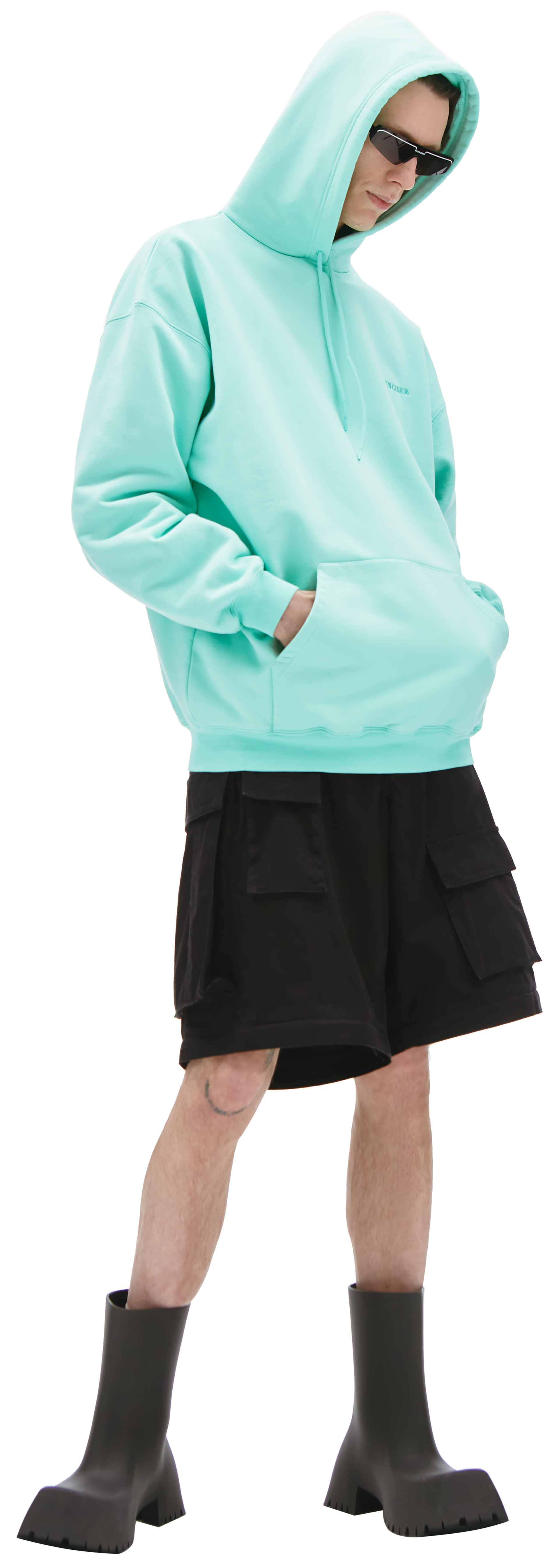 Balenciaga Мятное худи с вышивкой логотипа