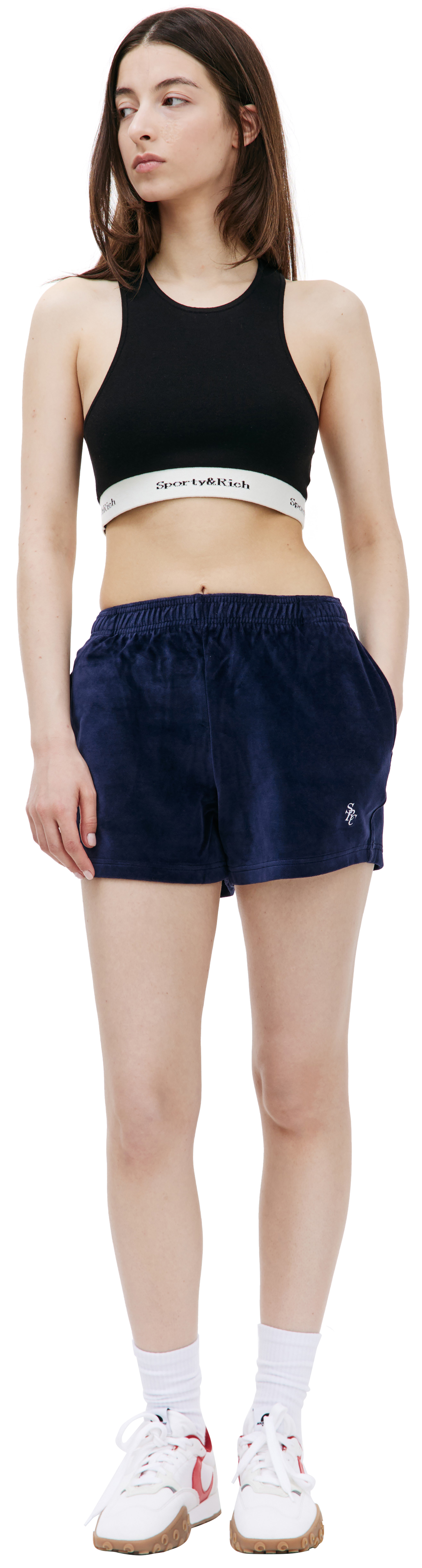 SPORTY & RICH Велюровые шорты SRC
