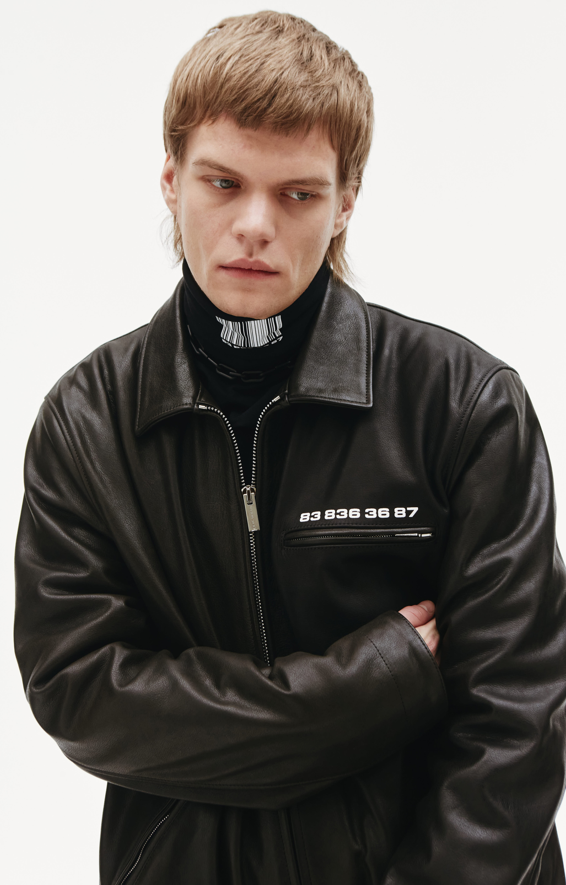 VTMNTS Кожаный куртка с принтом штрихкода