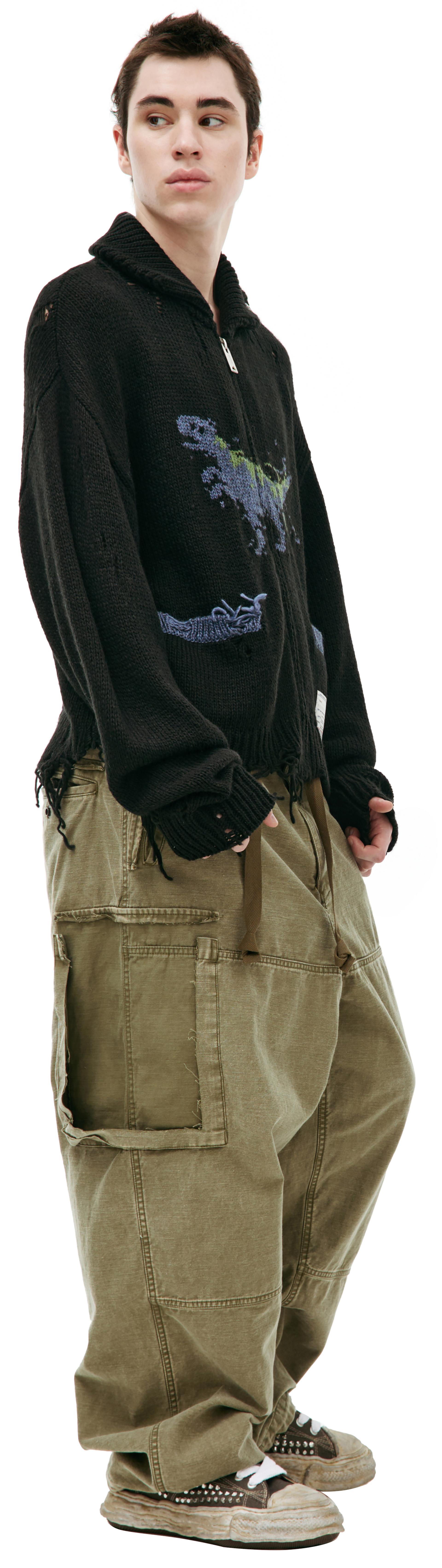 Maison Mihara Yasuhiro Вязаный кардиган \'Dinosaur-intarsia\'