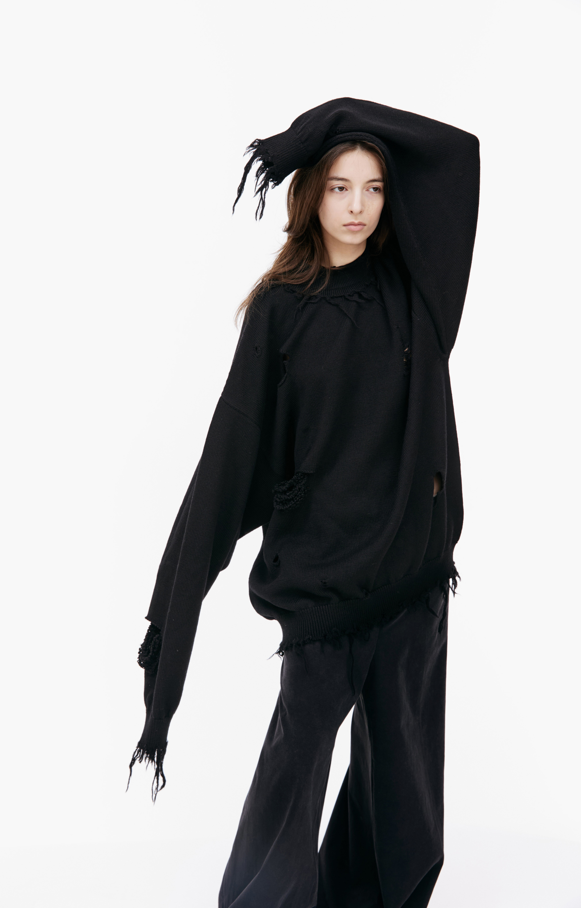 VETEMENTS Рваный оверсайз свитер из шерсти