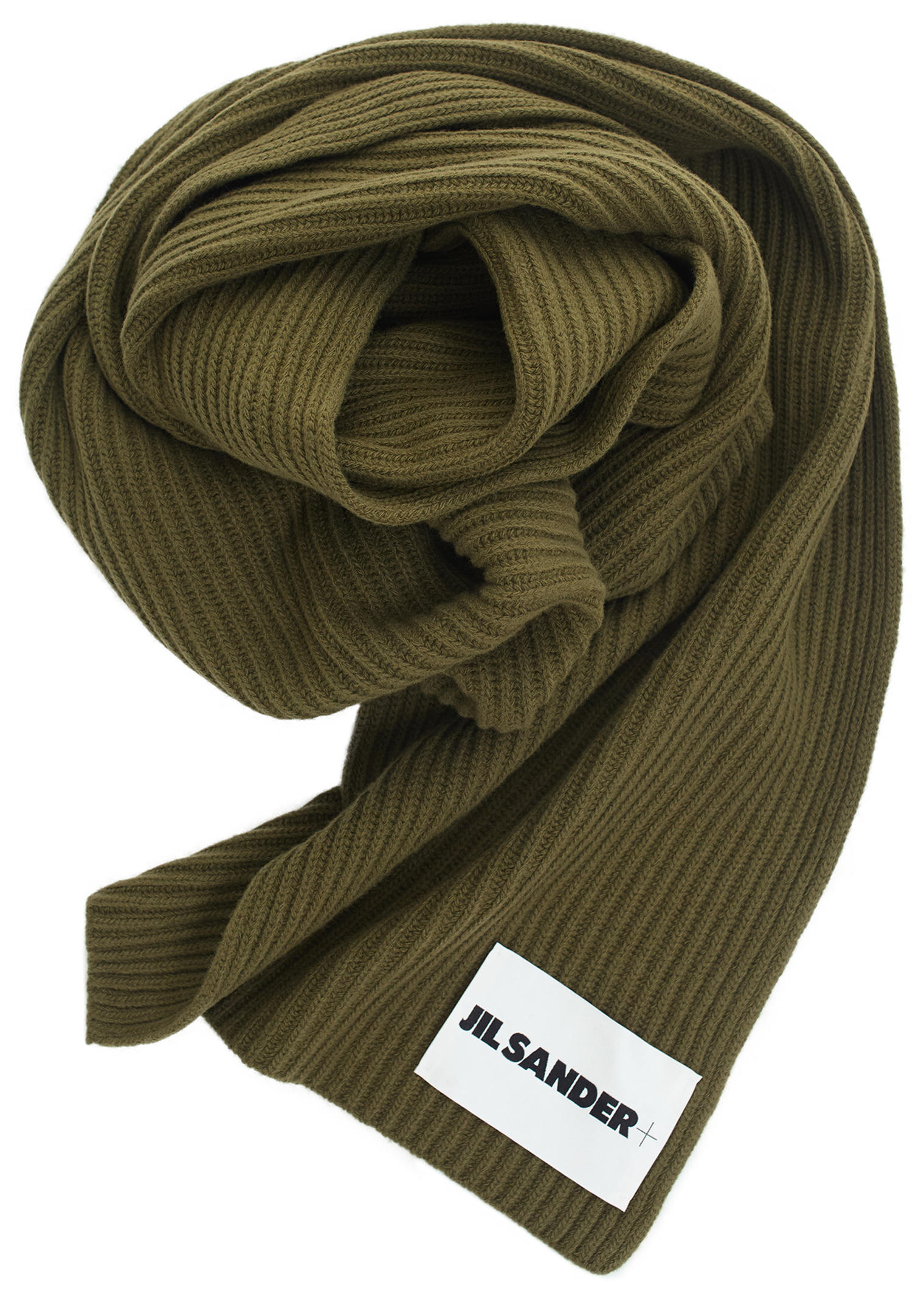 Jil Sander Шерстяной шарф с патчем