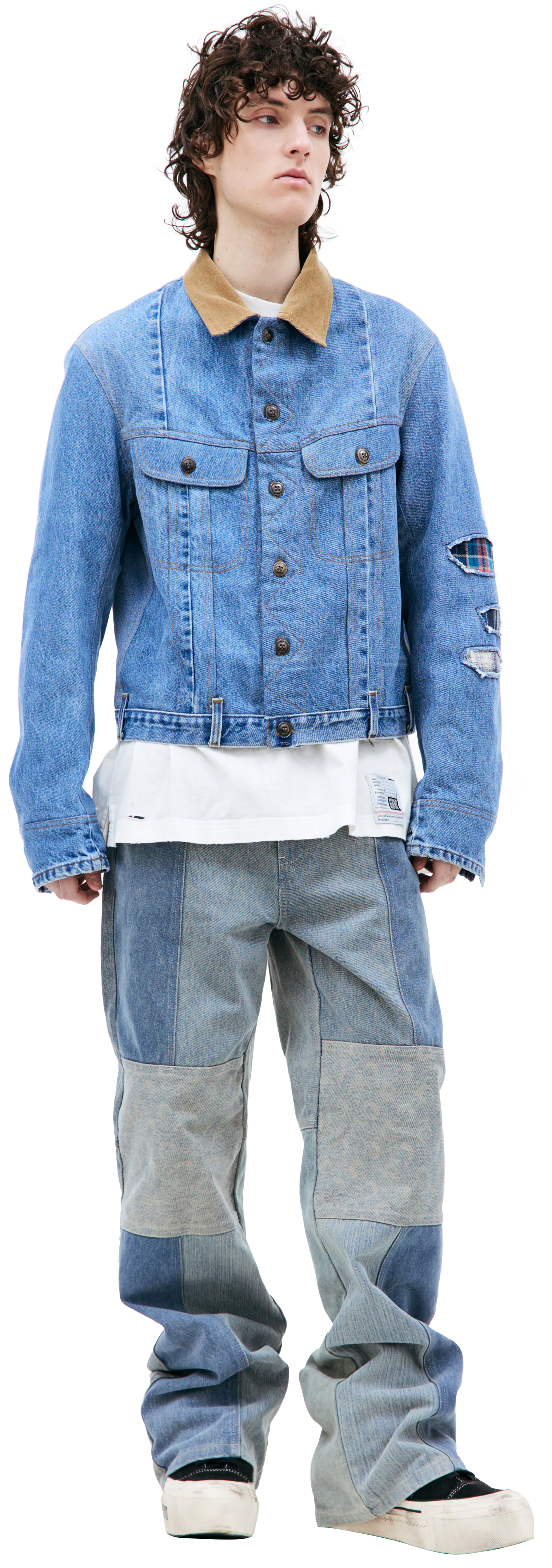 Greg Lauren Комбинированная куртка из винтажного денима