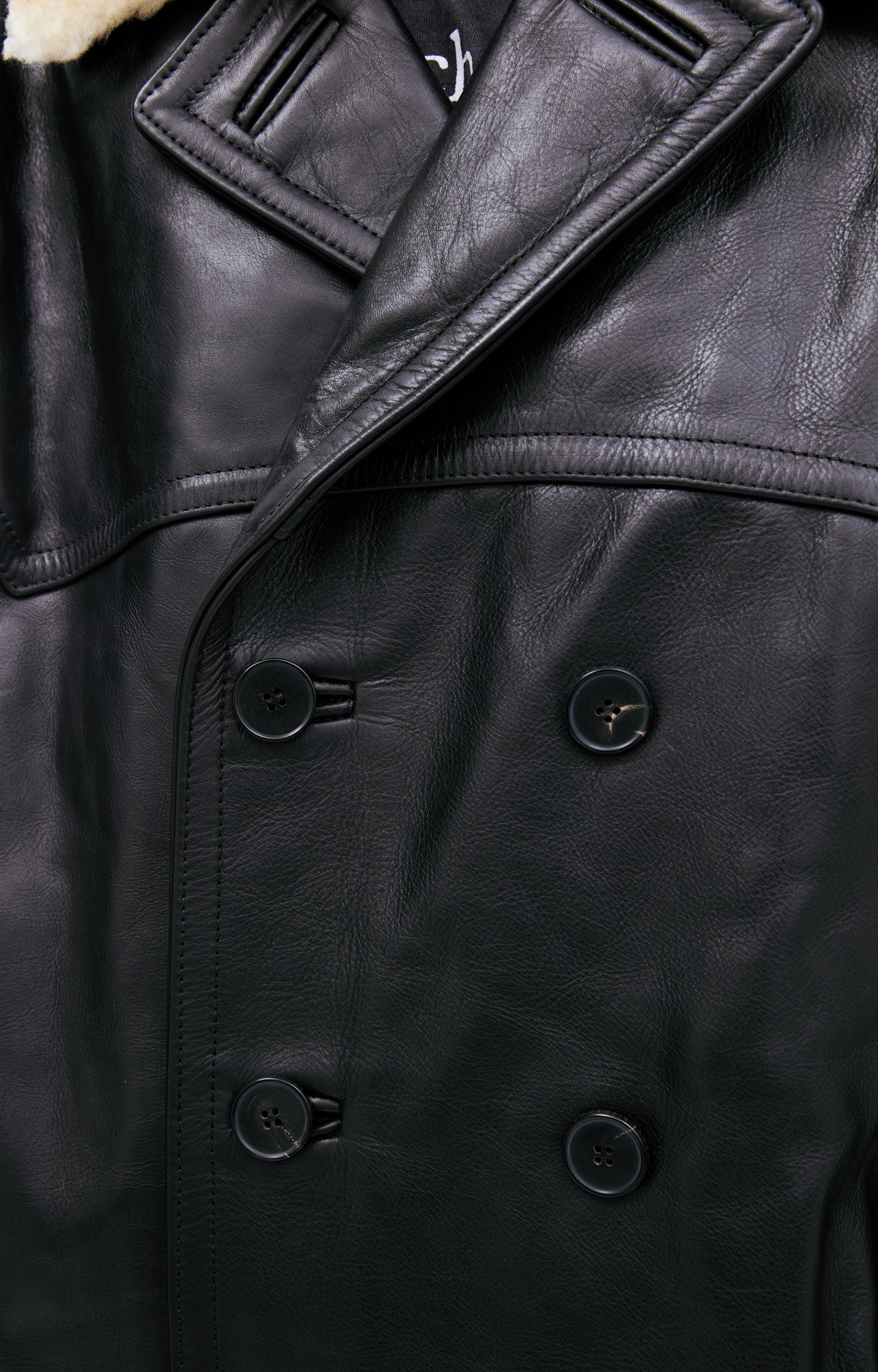 Enfants Riches Déprimés Двубортное Черное пальто из кожи