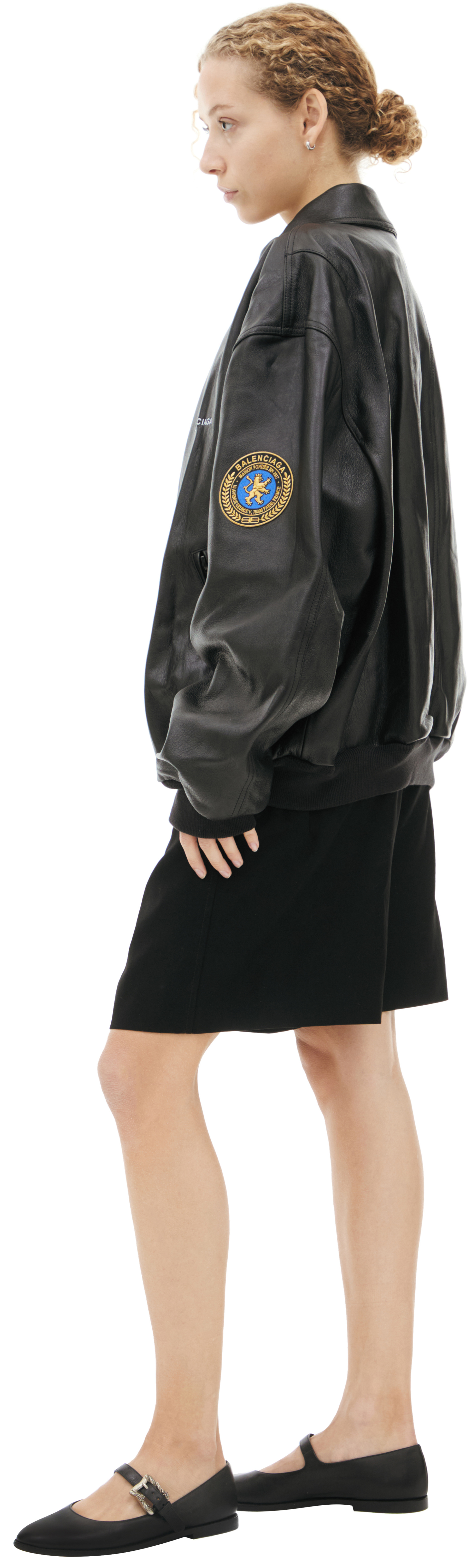 Balenciaga Кожаная куртка с патчами