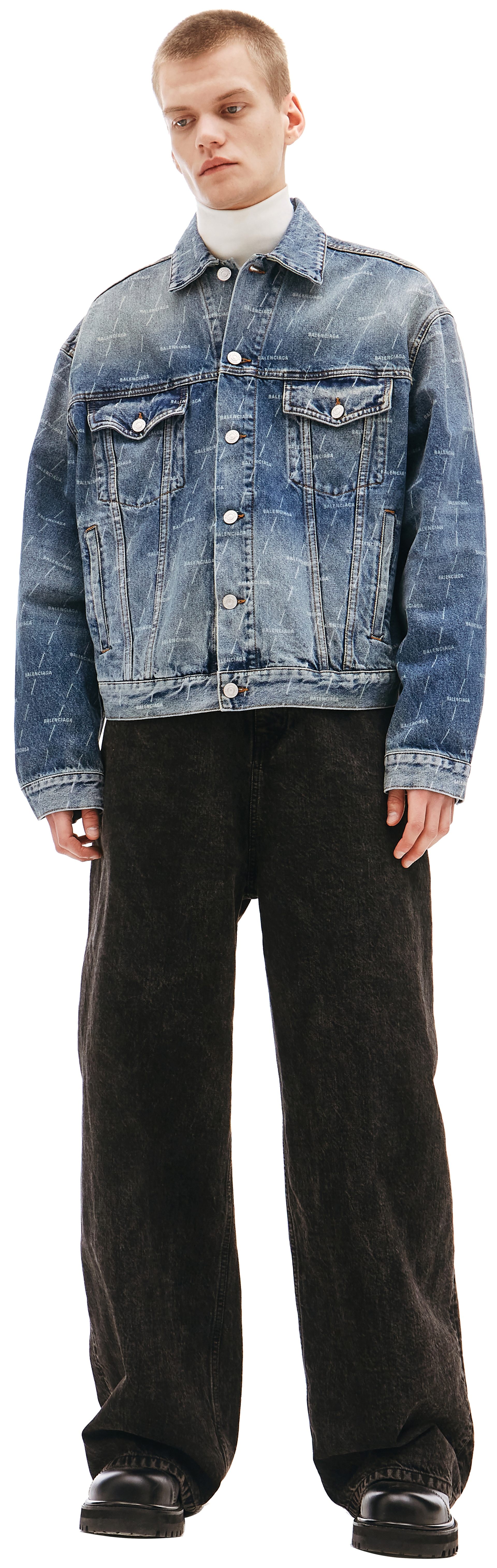 Balenciaga Джинсовая куртка c принтом All Over Logo