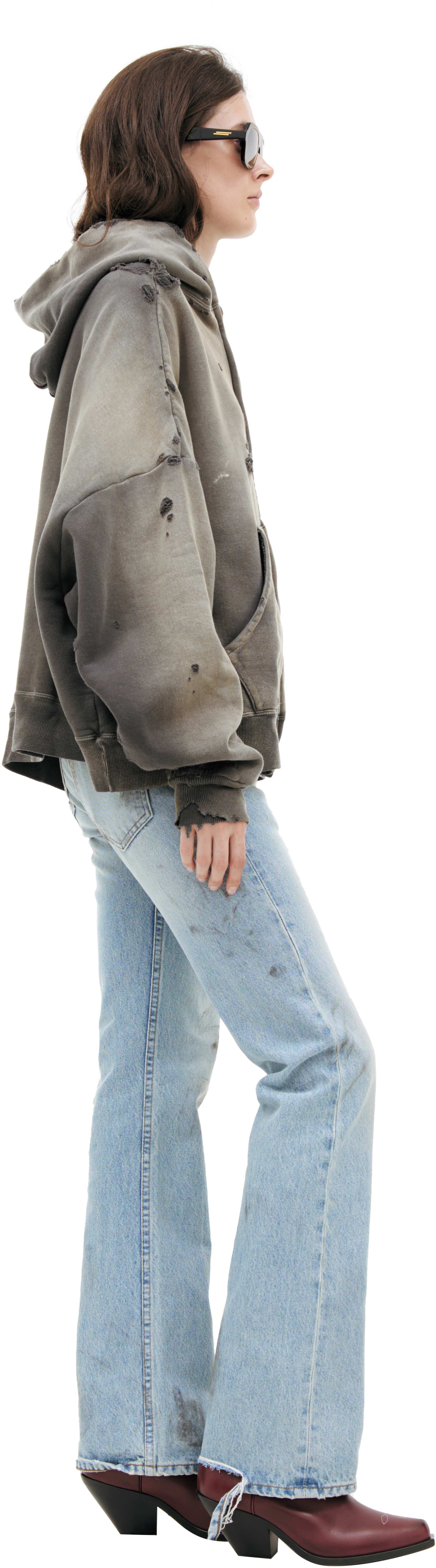 Saint Mxxxxxx Рваное худи на молнии