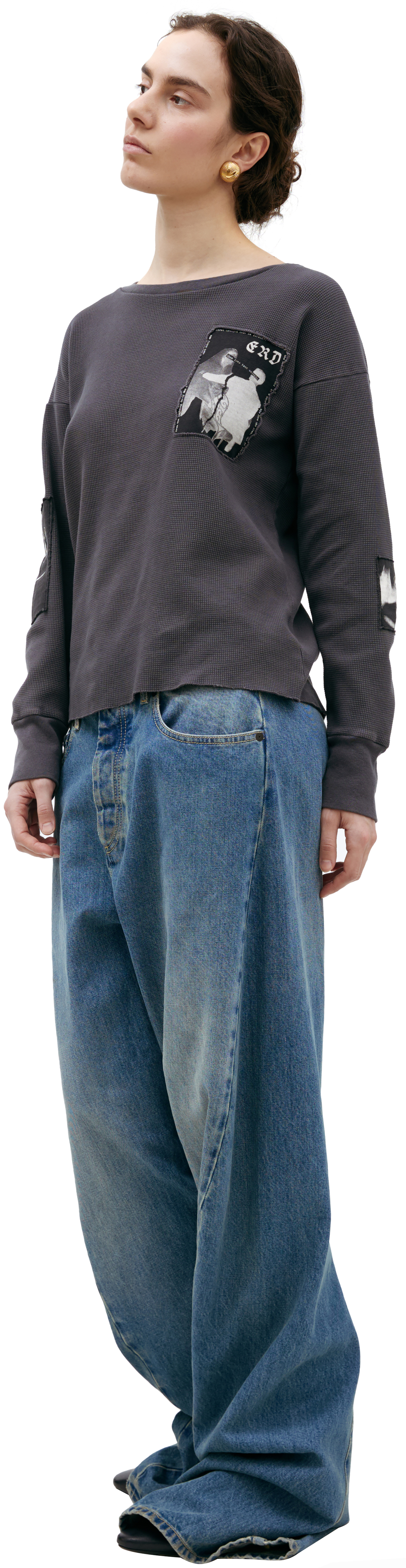 Enfants Riches Déprimés Серый лонгслив с патчами