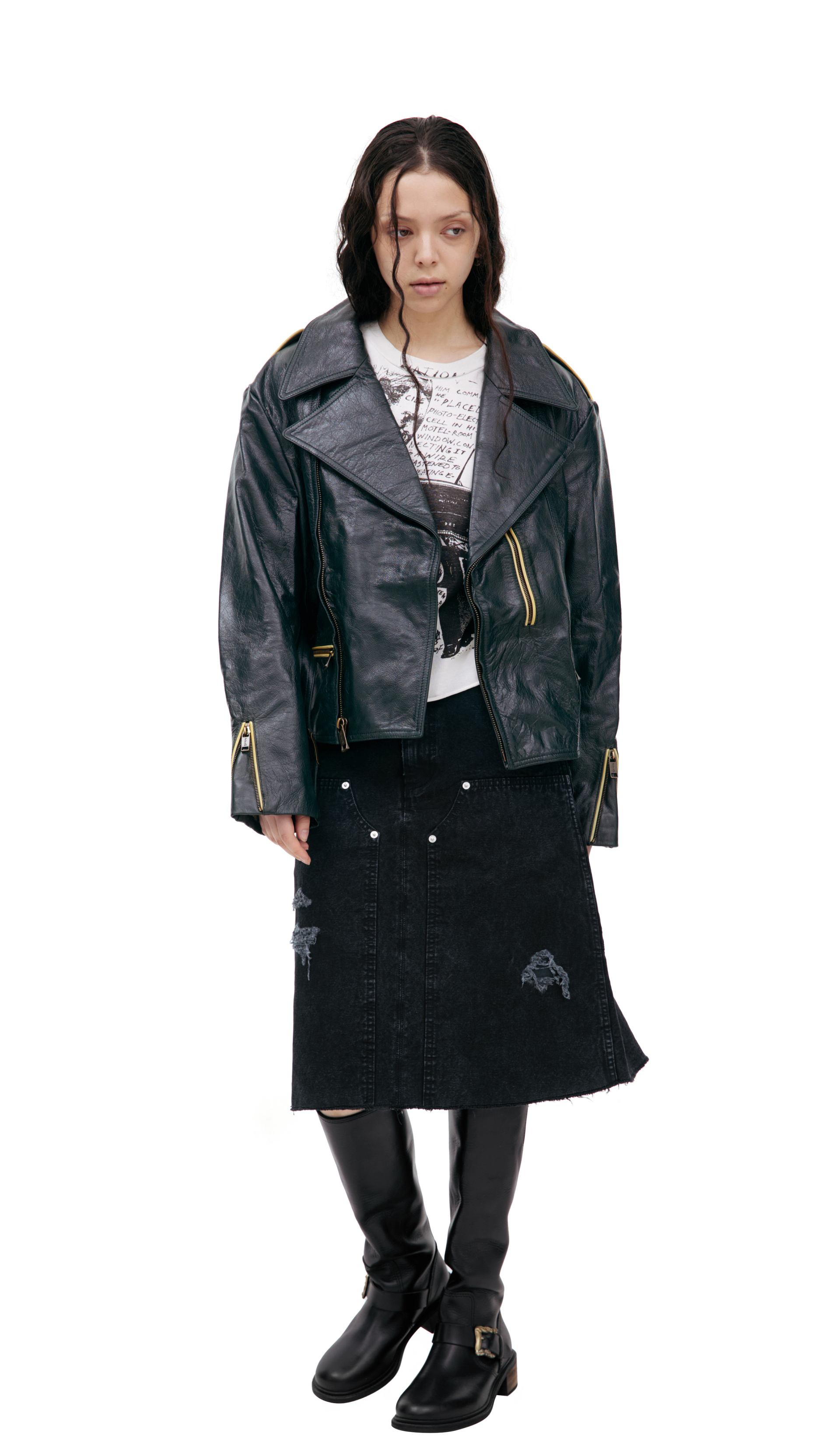 Enfants Riches Déprimés Зеленая куртка из кожи