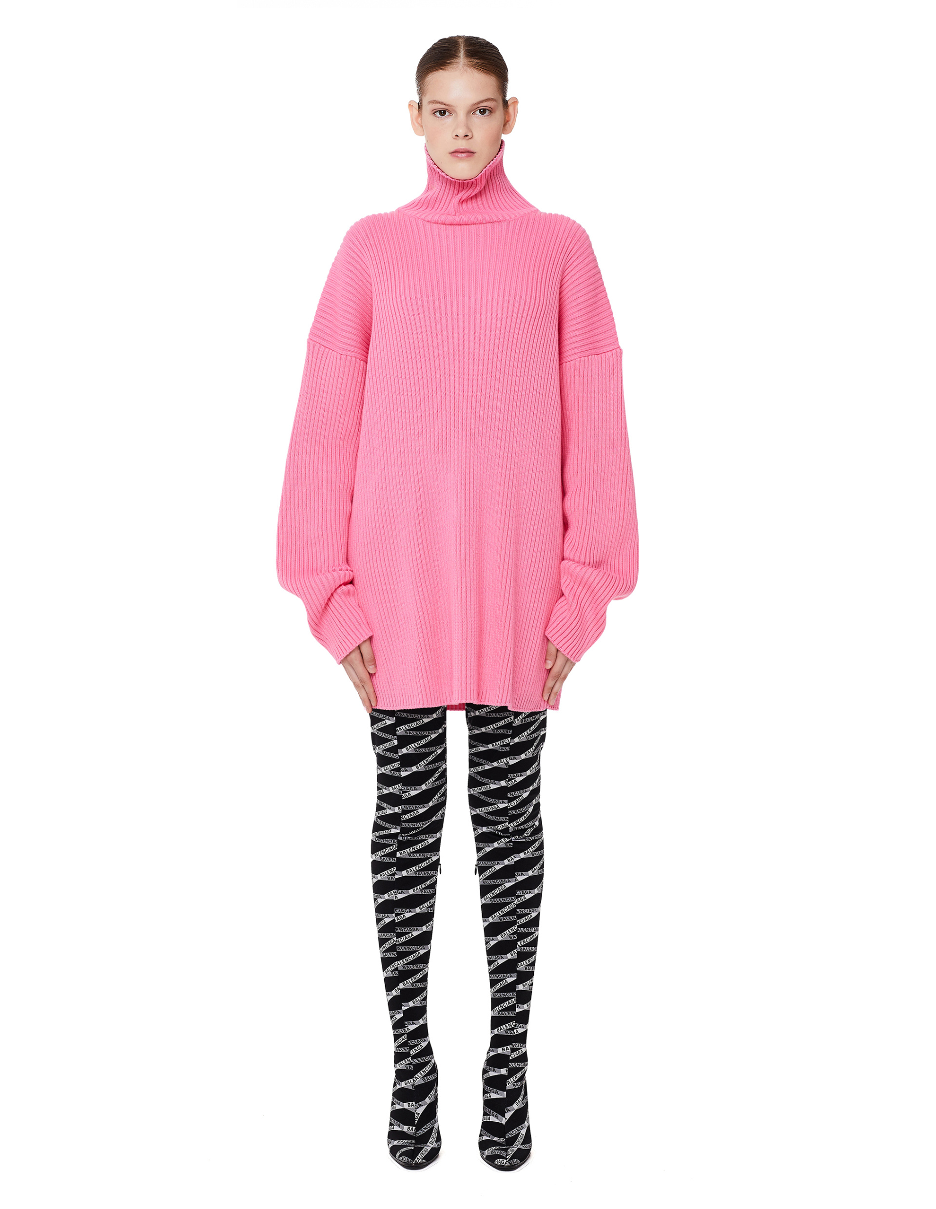 Balenciaga Розовый хлопковый свитер с логотипом