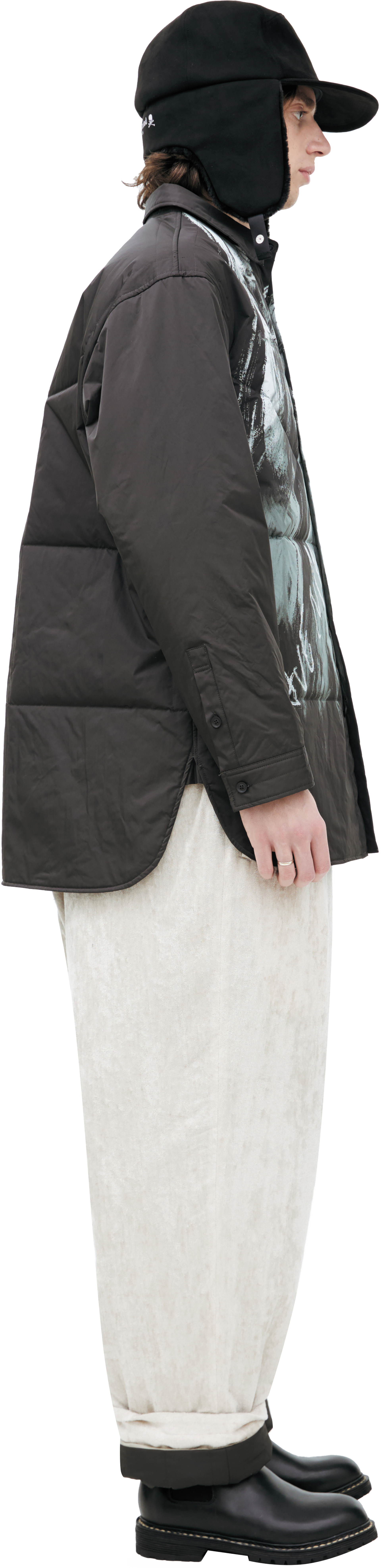 Yohji Yamamoto Стеганая куртка с принтом