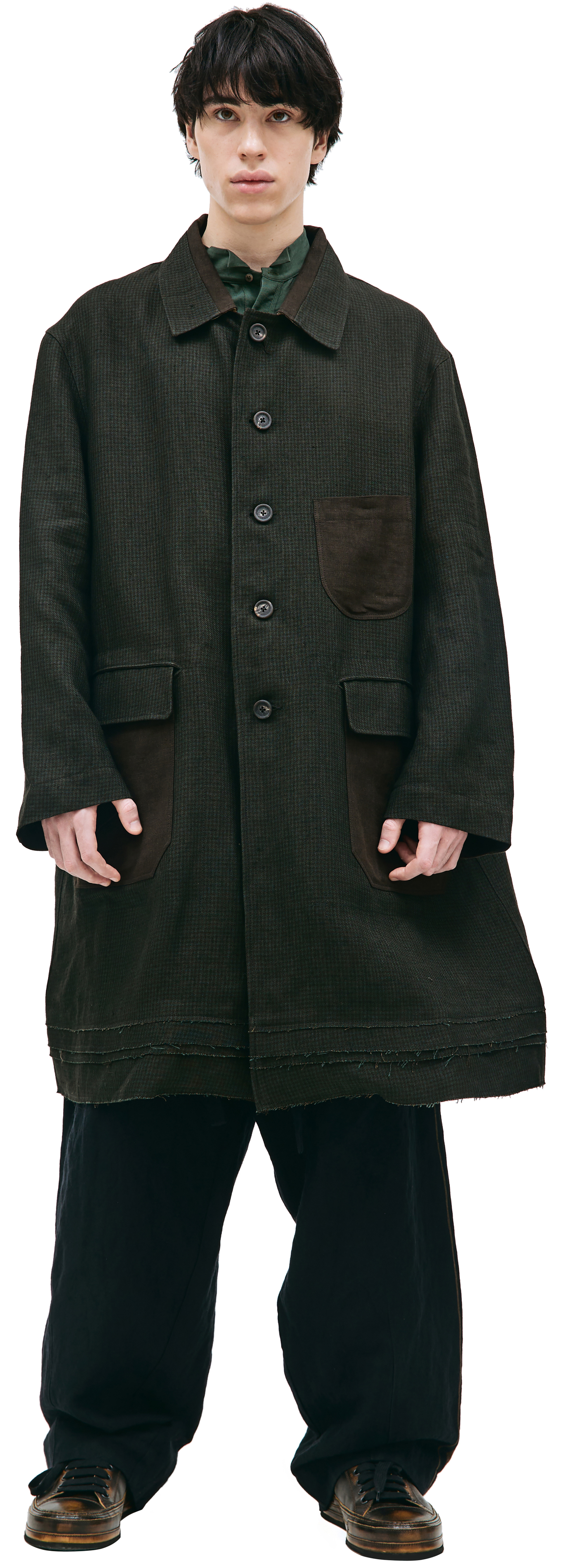 Ziggy Chen Льняное пальто в клетку