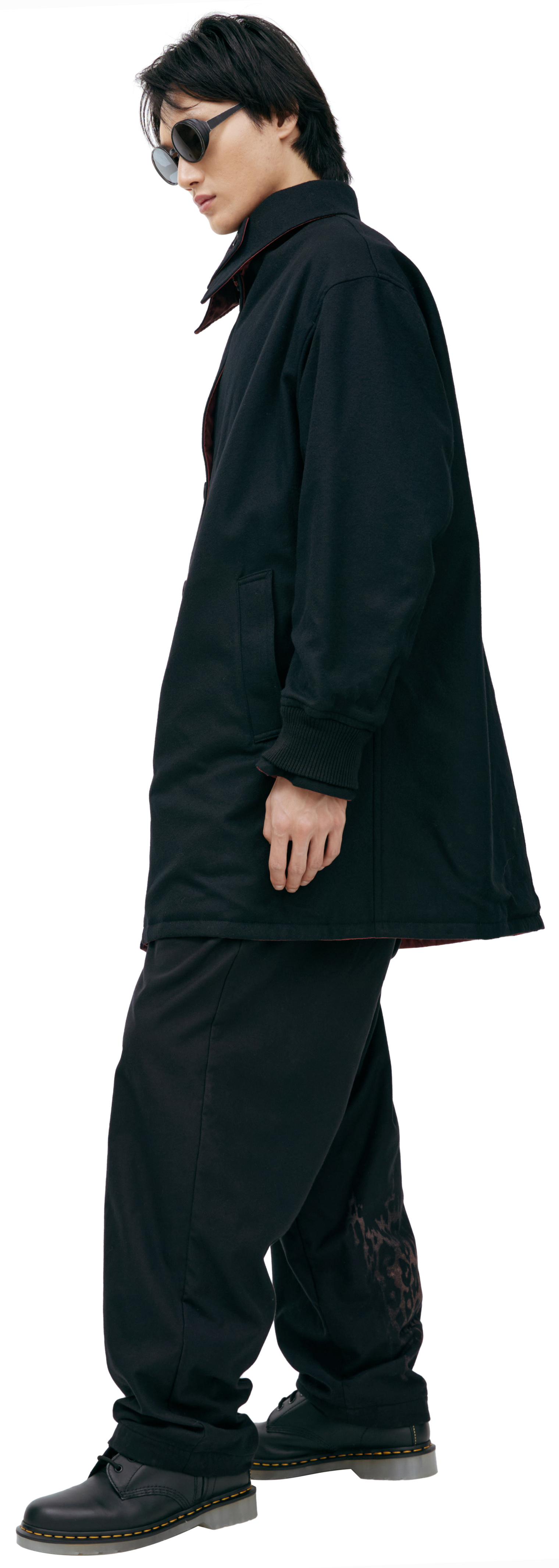 Yohji Yamamoto Двустороннее пальто с принтом