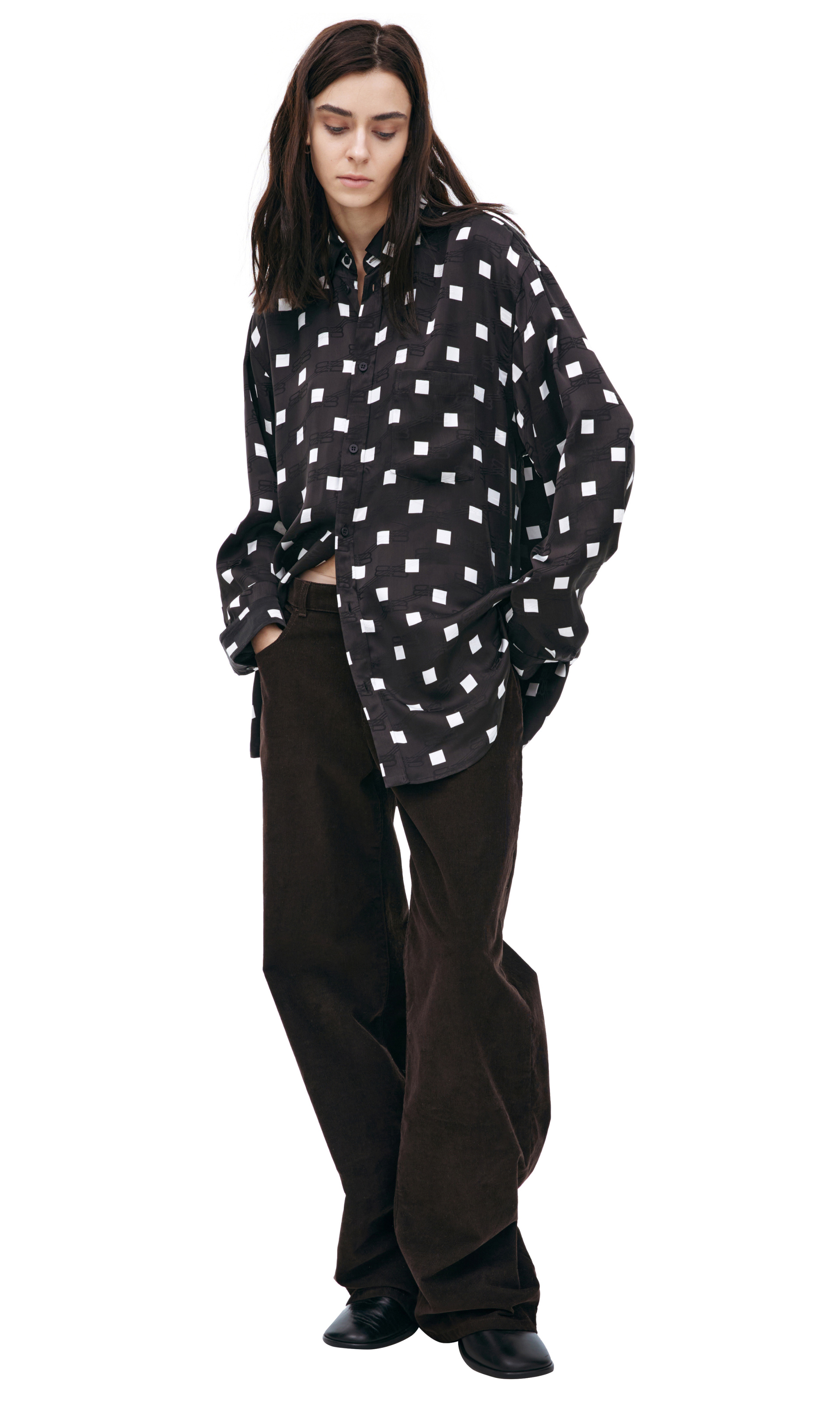 Balenciaga Оверсайз рубашка с монопринтом