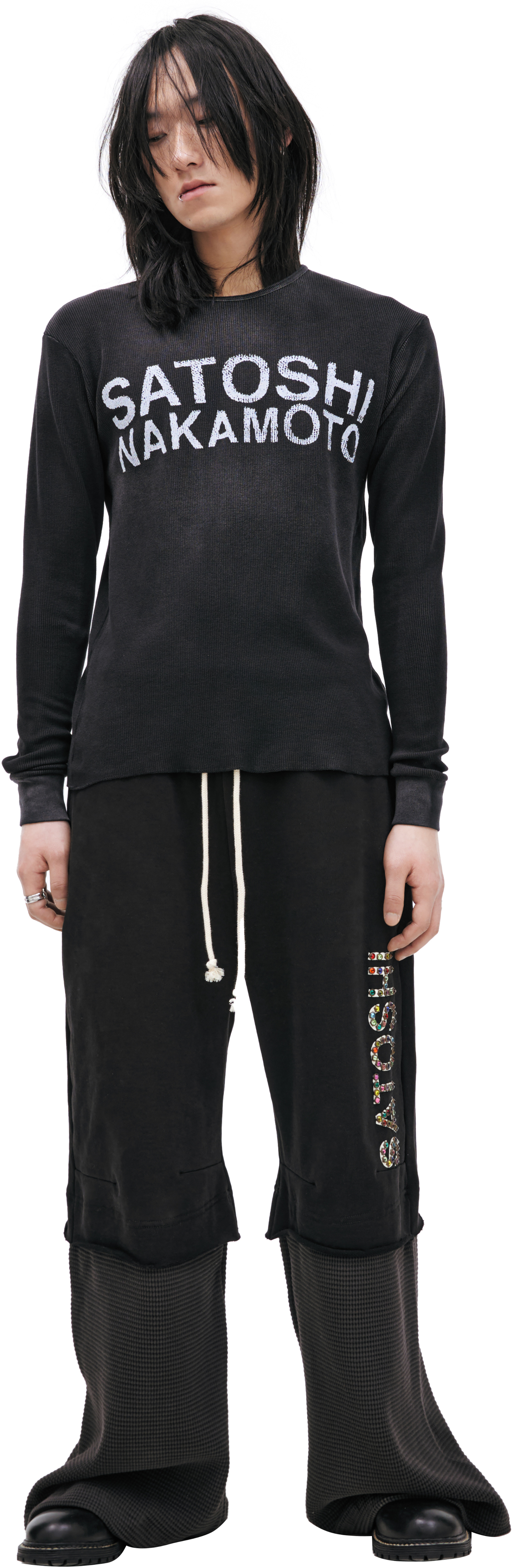 Satoshi Nakamoto Черный лонгслив с логотипом