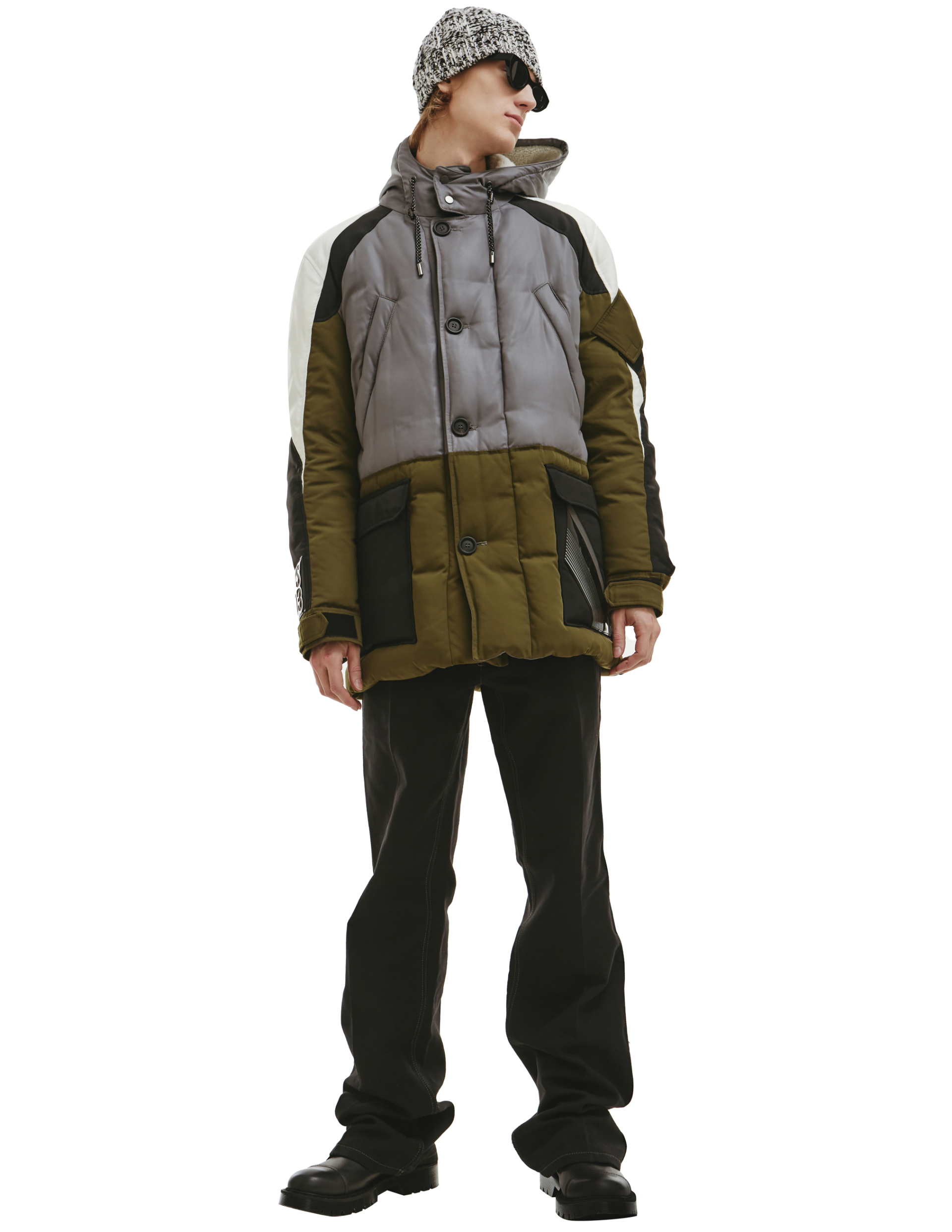 Yves Salomon Пуховая парка с отделкой из овчины