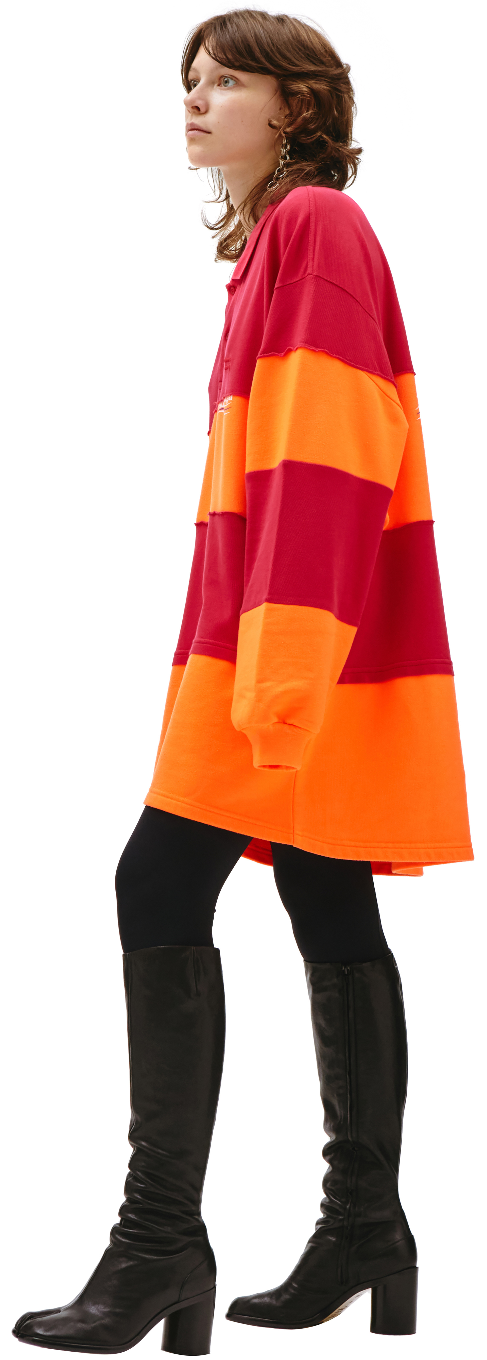 Balenciaga Красно-оранжевое поло с длинным рукавом