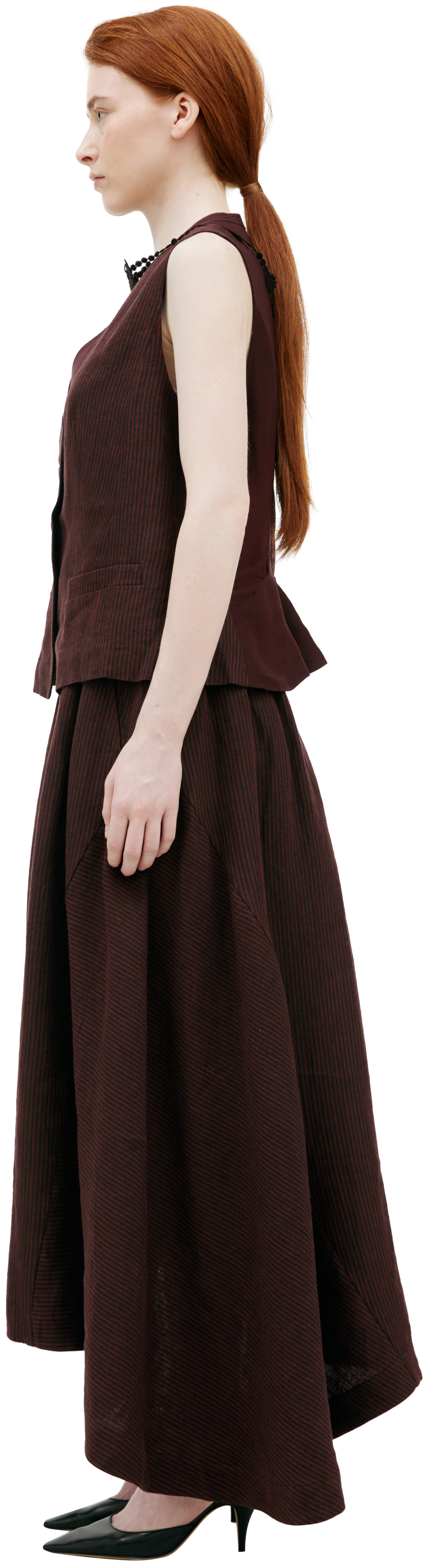 Ziggy Chen Однобортный жилет в полоску