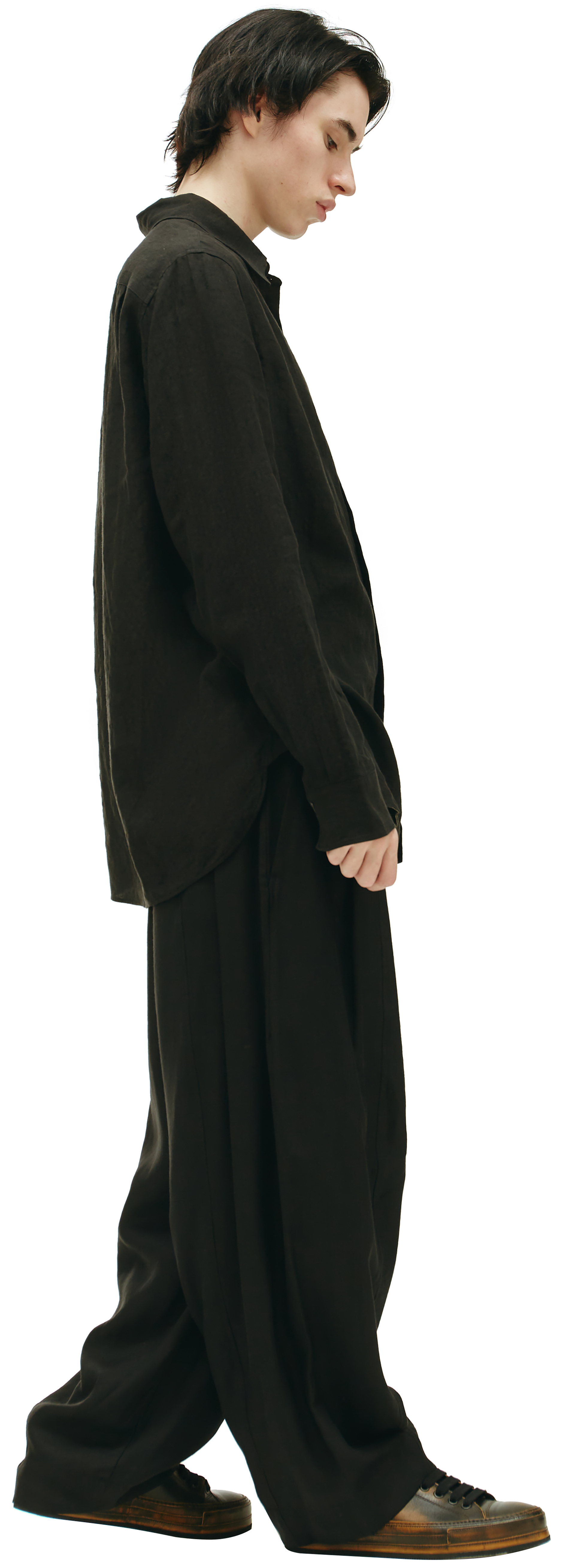 Ziggy Chen Черная льняная рубашка