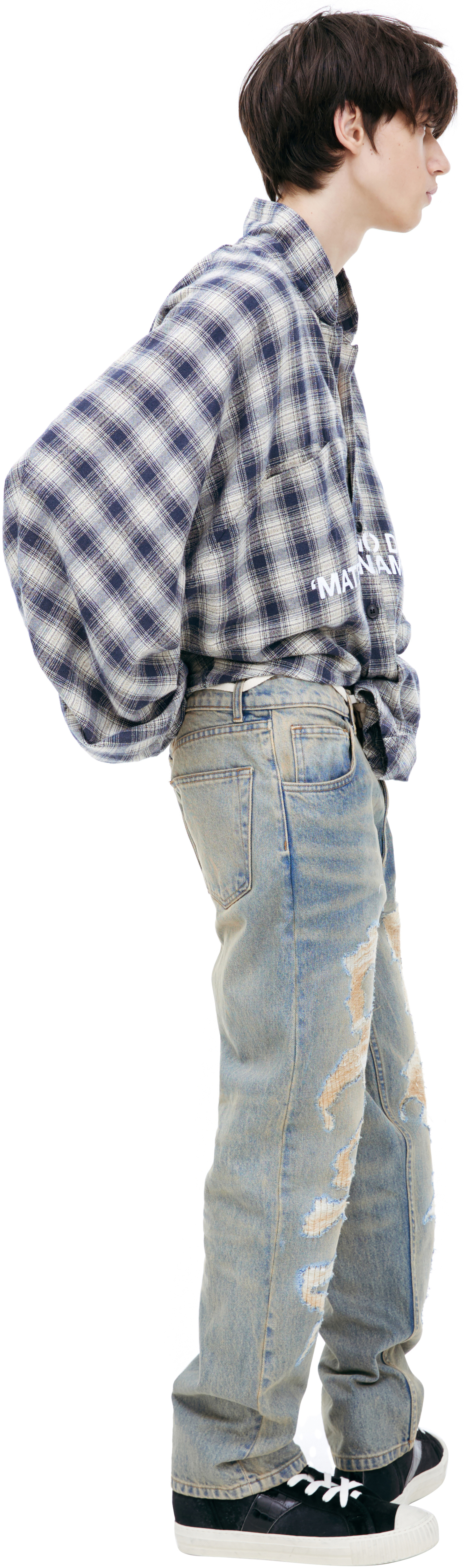 RRR123 Джинсы с эффектом потертостей