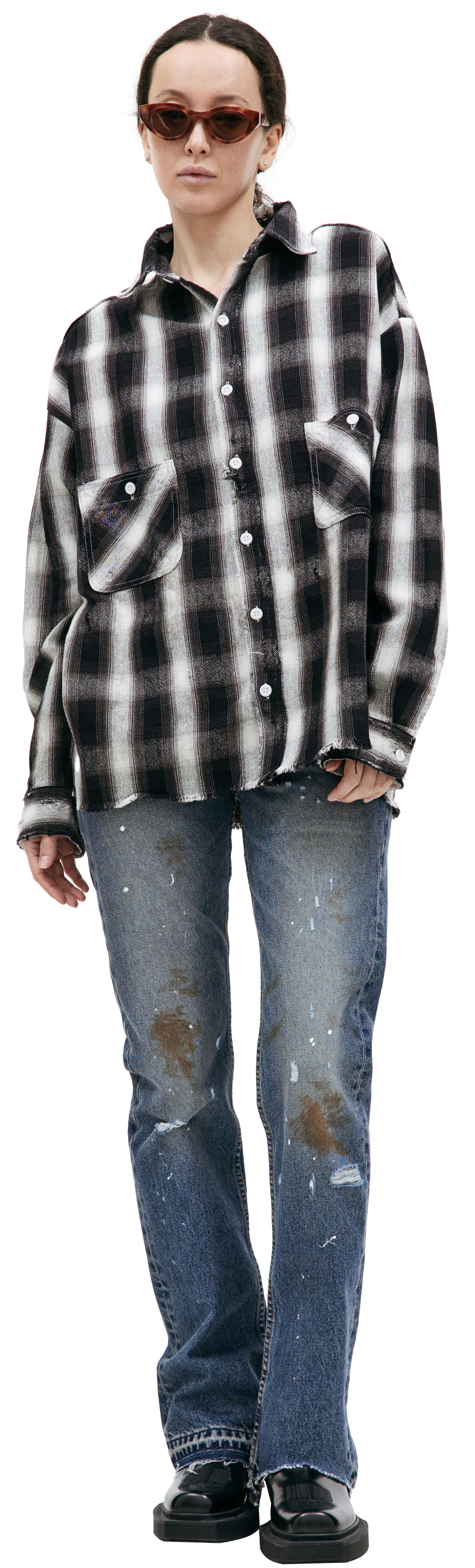 Saint Michael Рваная рубашка Saint Michael х Denim Tears в клетку