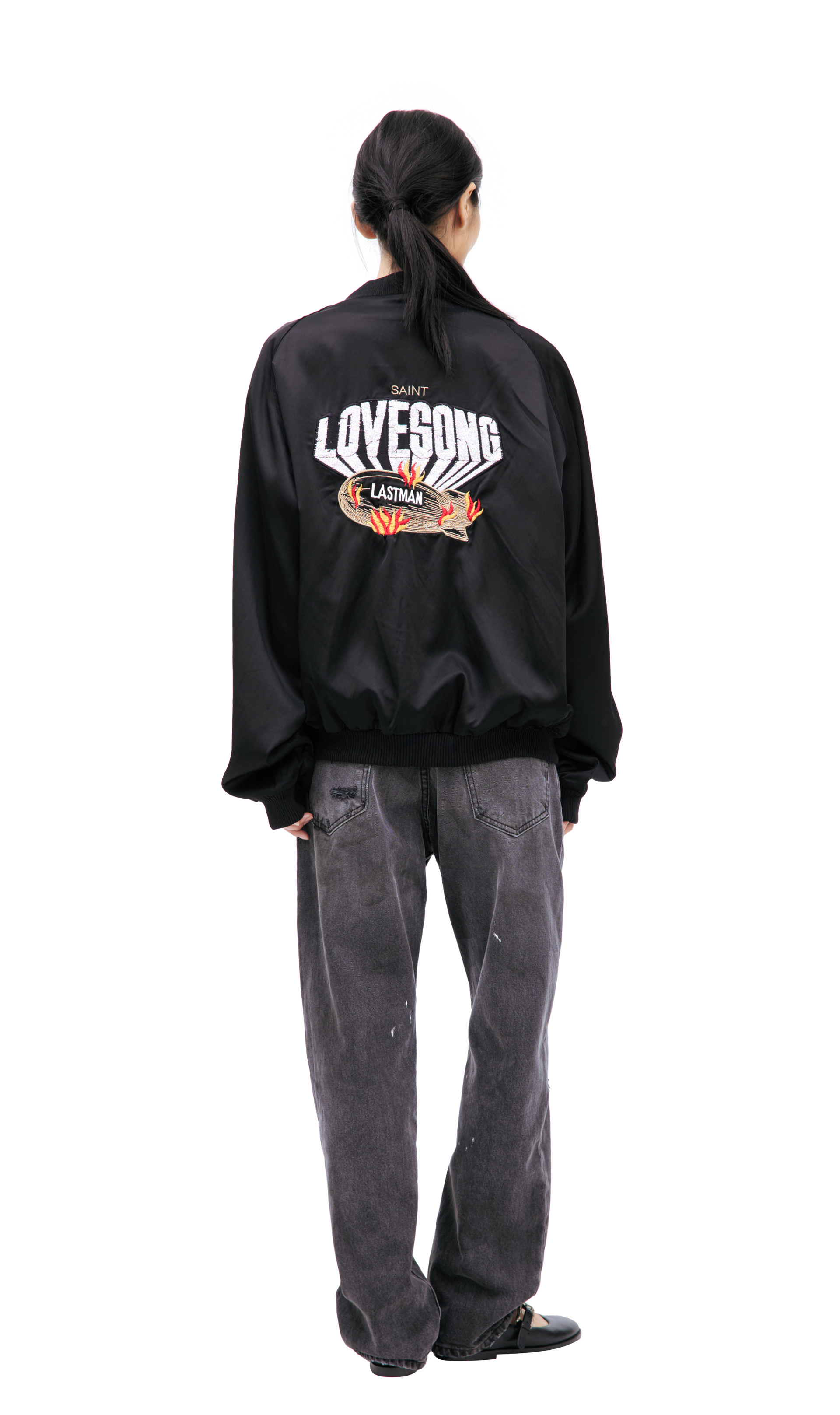 Saint Mxxxxxx Черный бомбер на кнопках