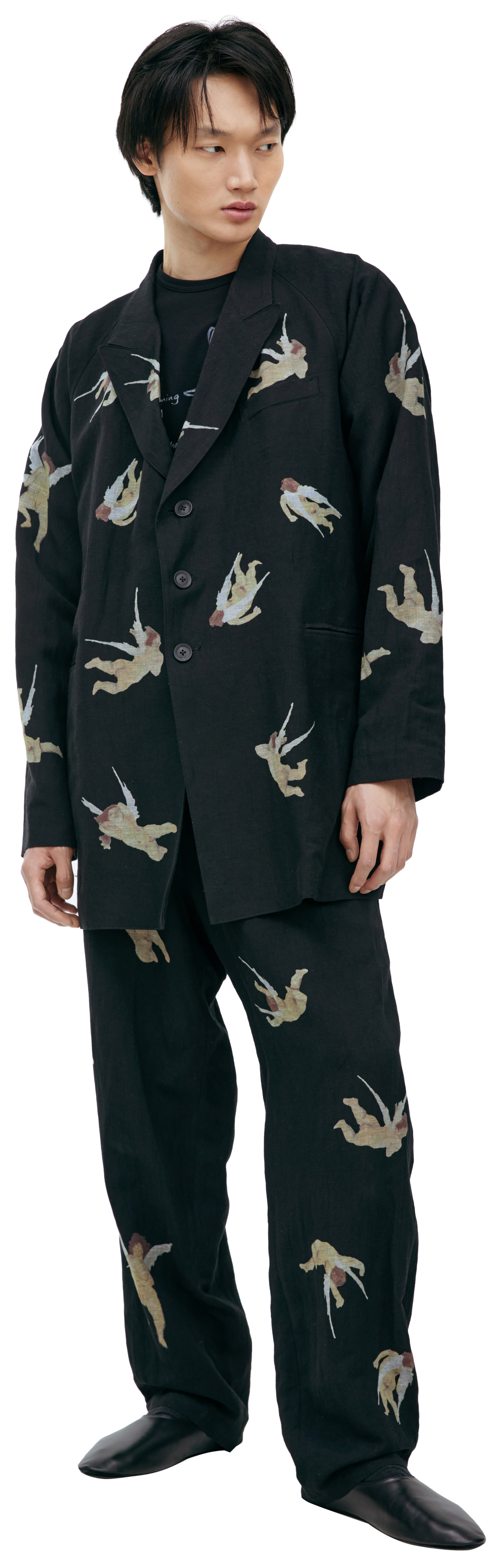 Yohji Yamamoto Однобортный пиджак с монопринтом