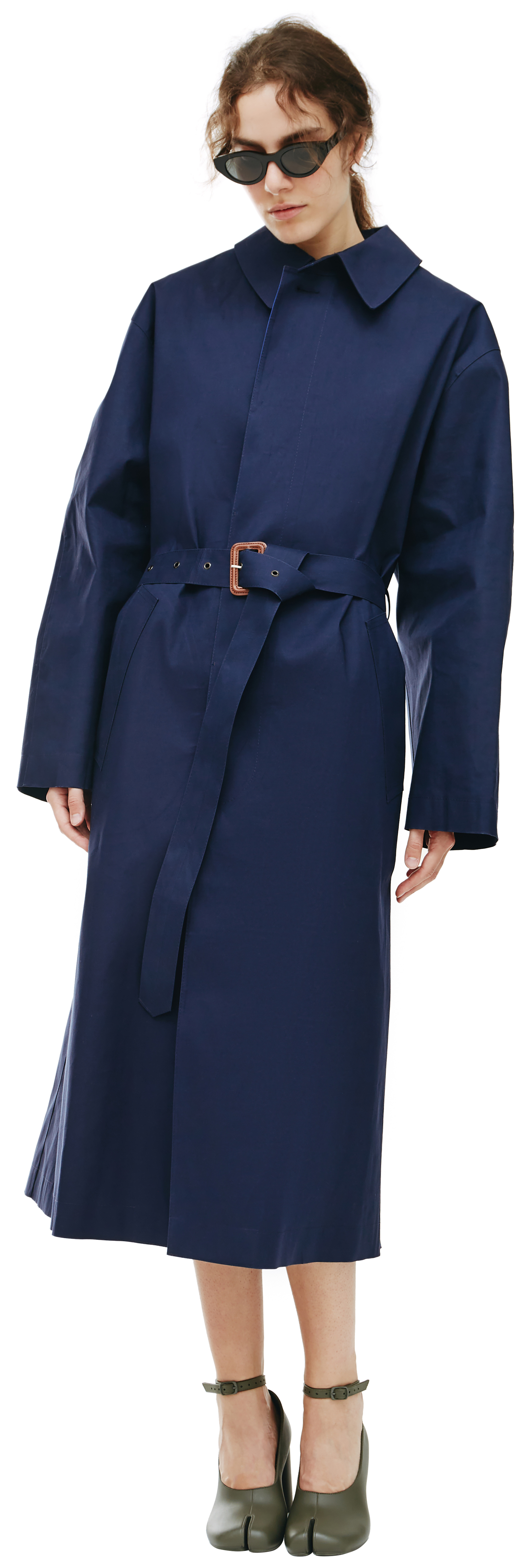 Maison Margiela Синий хлопковый плащ Mackintosh