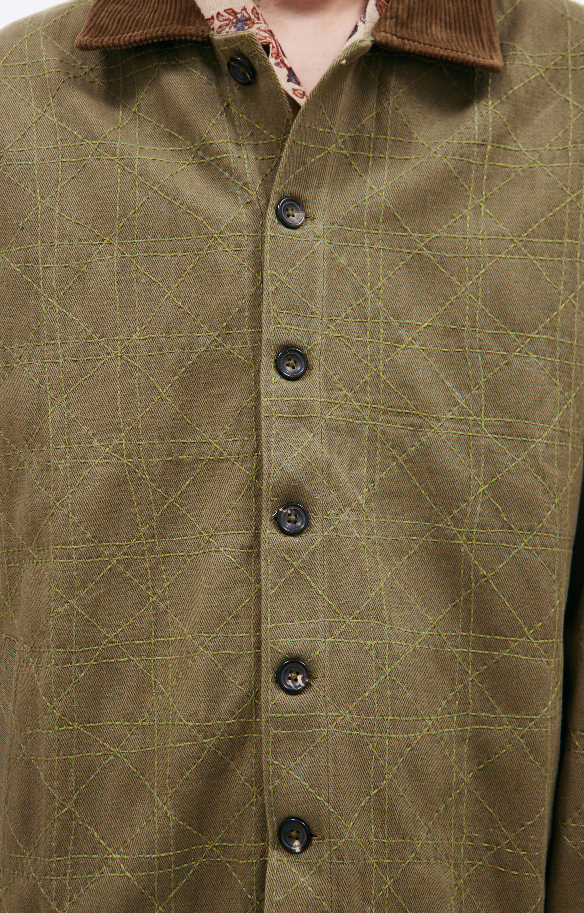 KARTIK Research Простроченная куртка с вельветовым воротником