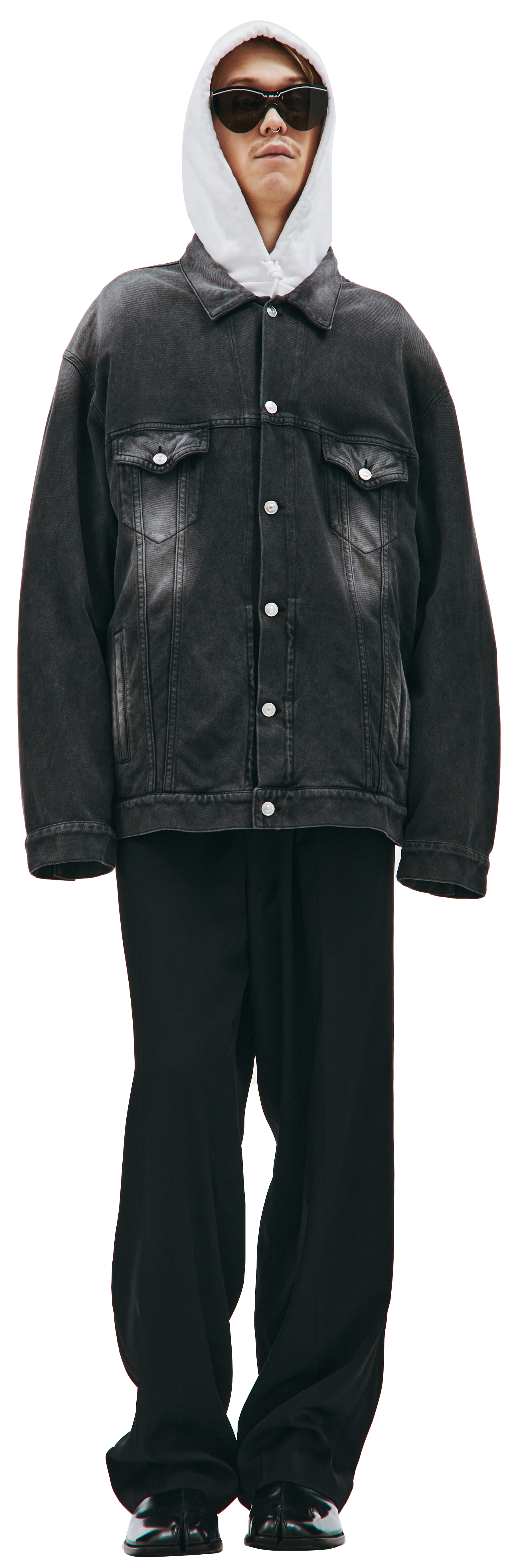 Balenciaga Джинсовая потертая куртка серого цвета