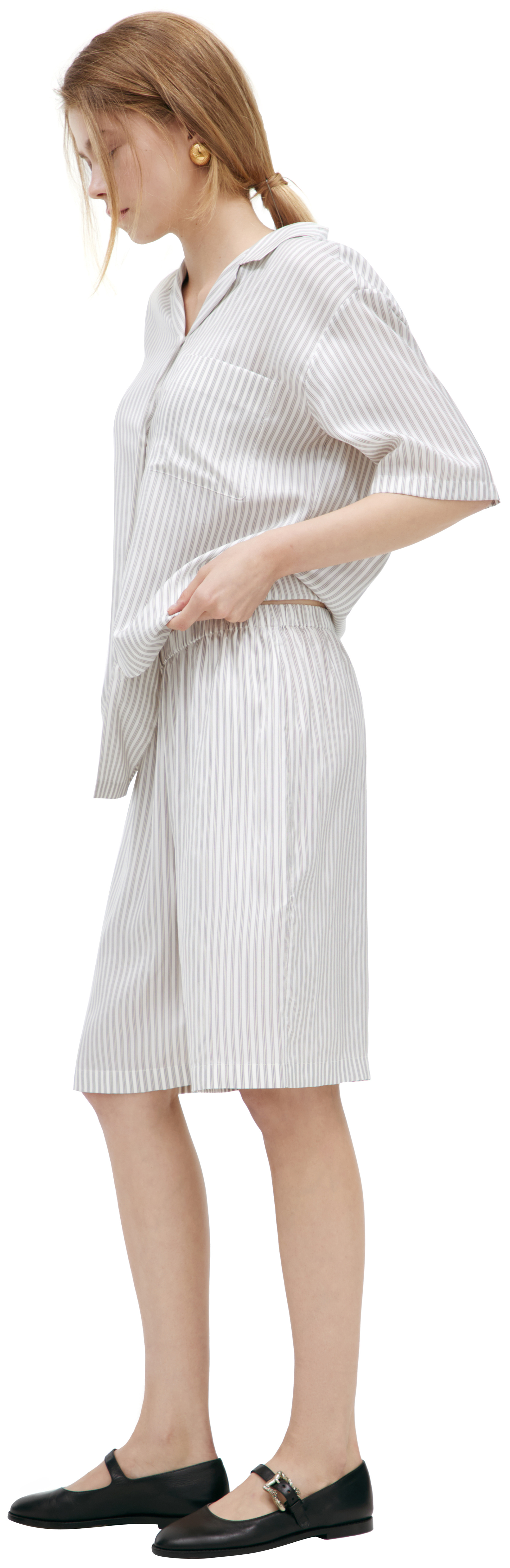 The Row Шелковые шорты в полоску